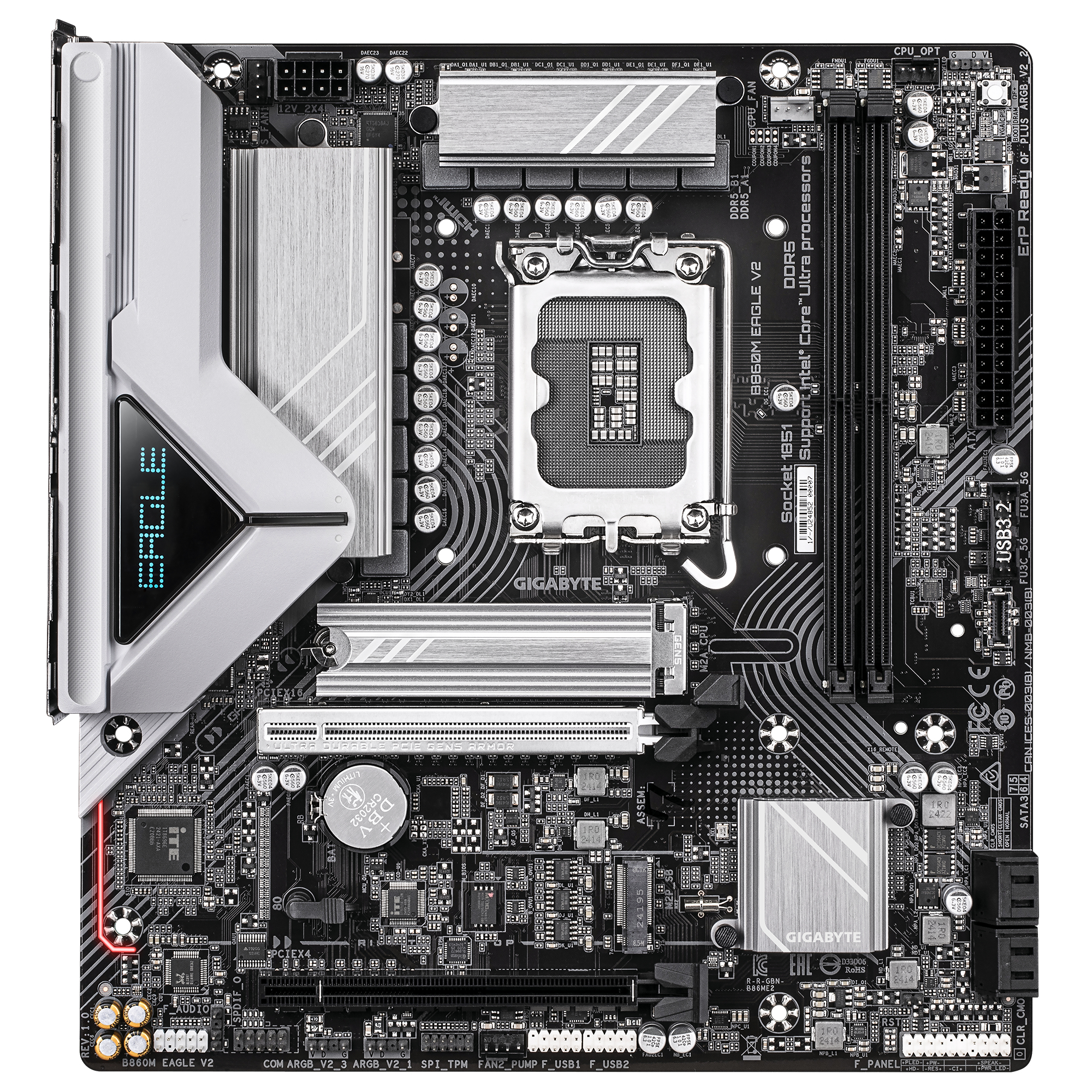 Gigabyte B860M EAGLE V2 - Motherboard - micro ATX - LGA1851-Sockel - B860 Chipsatz - USB 3.2 Gen 1, USB-C 3.2 Gen 1, Ansicht 2