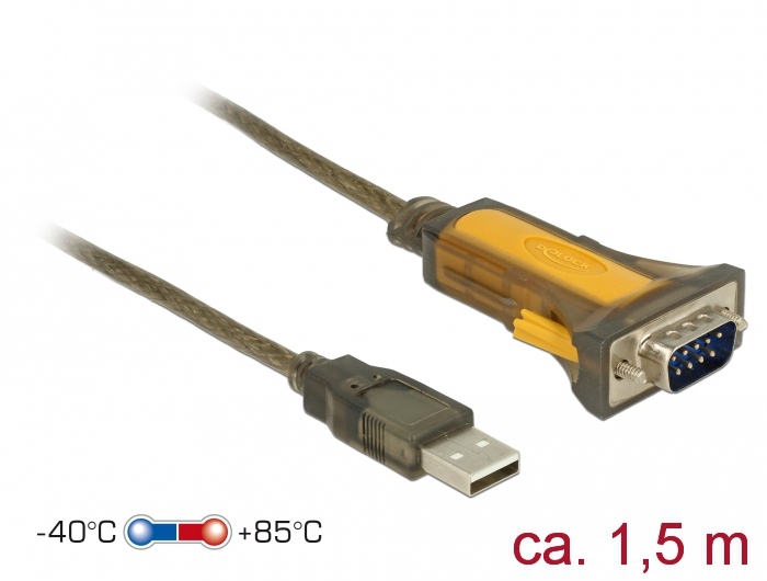 Delock Adapter USB 2.0 > 1 x Serial RS-232 - Erweiterter Temperaturbereich, Ansicht 2