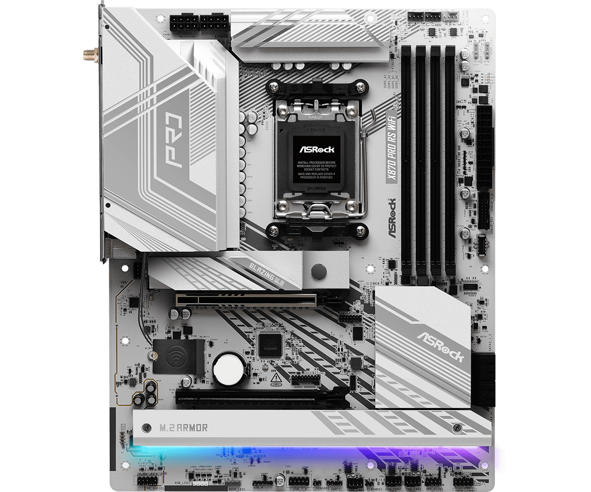ASRock X870 Pro RS WiFi - Motherboard - ATX - Socket AM5 - AMD X870 Chipsatz - USB4, USB 3.2 Gen 1, USB-C 3.2 Gen 2x2, Ansicht 2