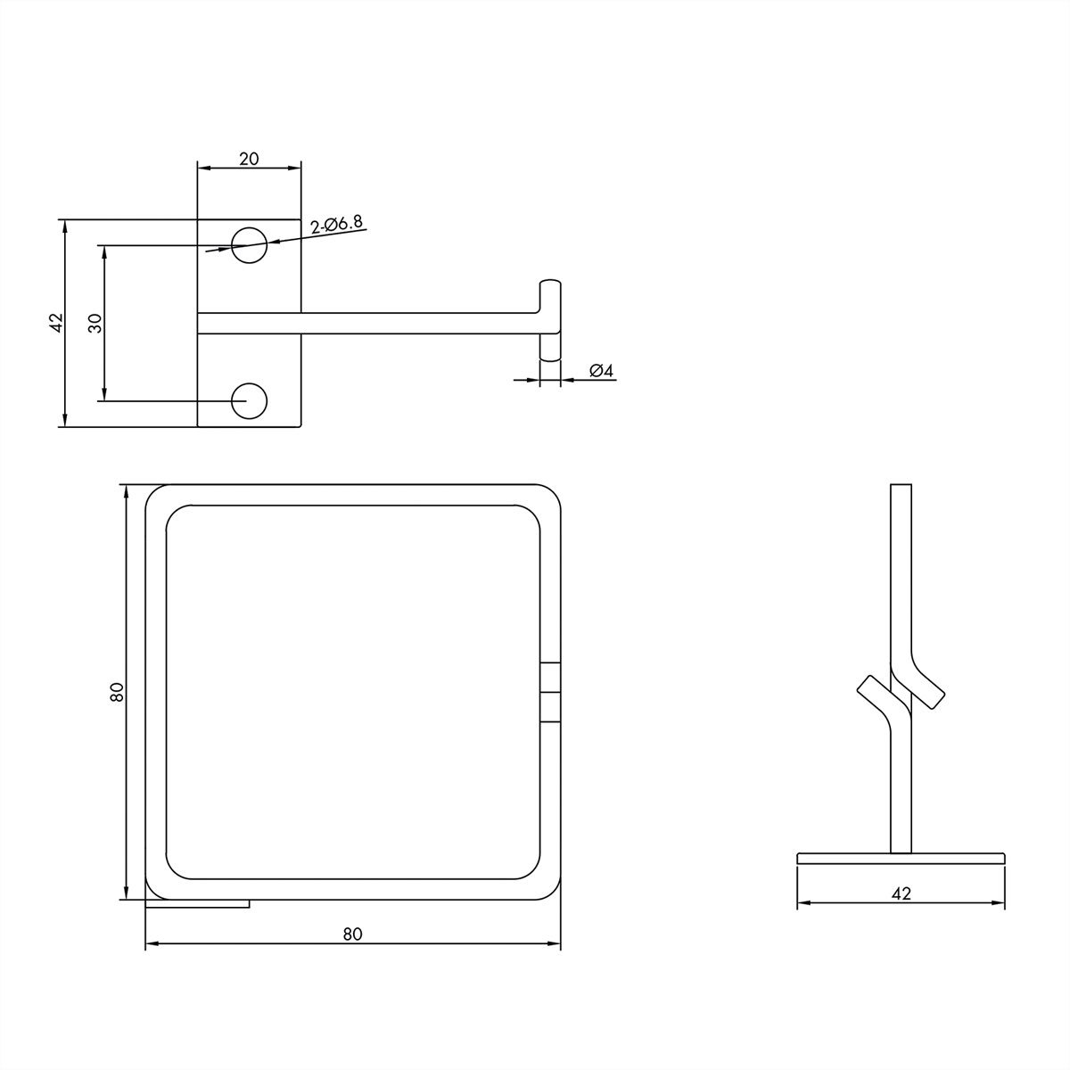 ROLINE Metallkabeloese vertikal 80x80mmÖffnung seitlich Befestigung, Ansicht 2