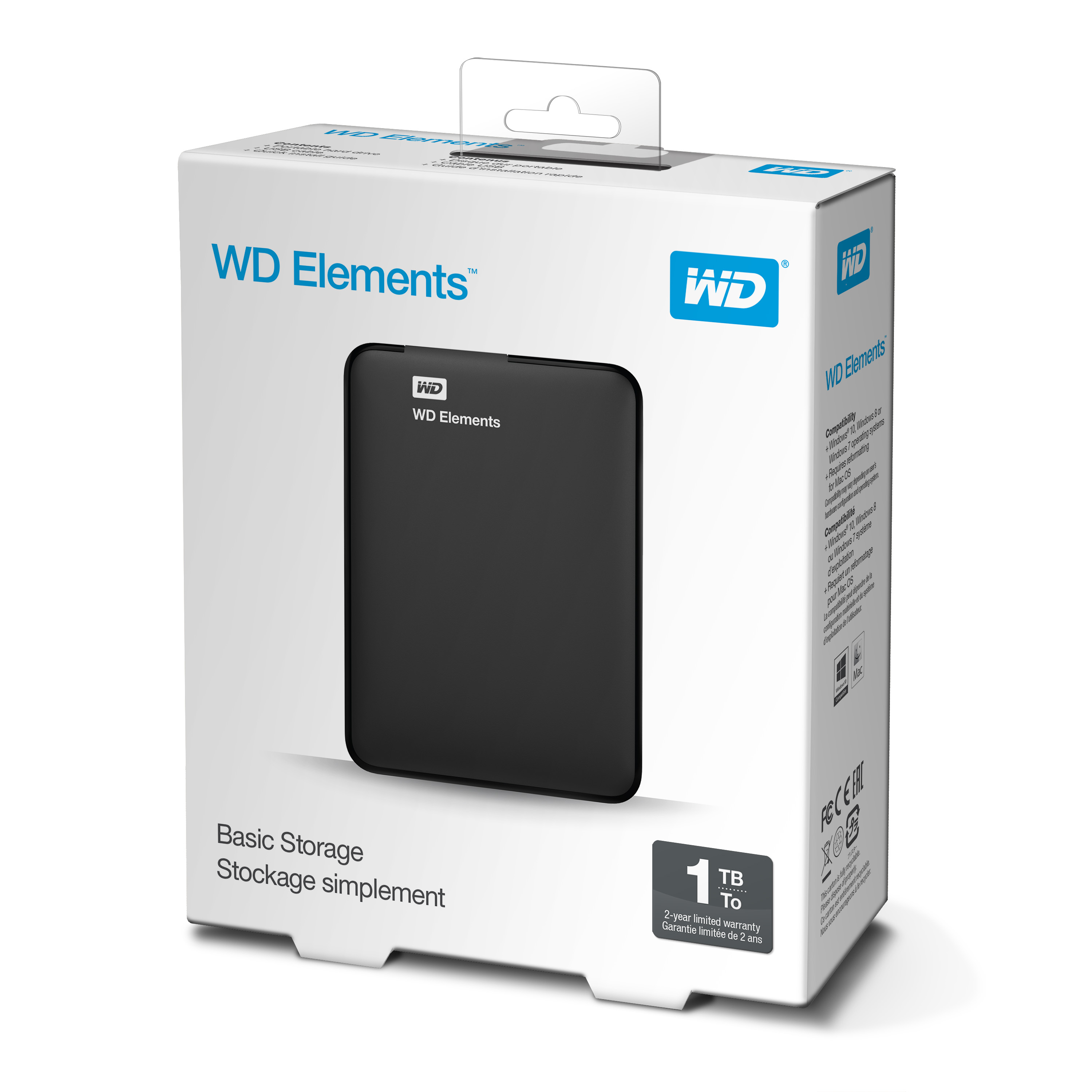 WD Elements Portable WDBUZG0010BBK - Festplatte - 1 TB - extern (tragbar), Ansicht 3