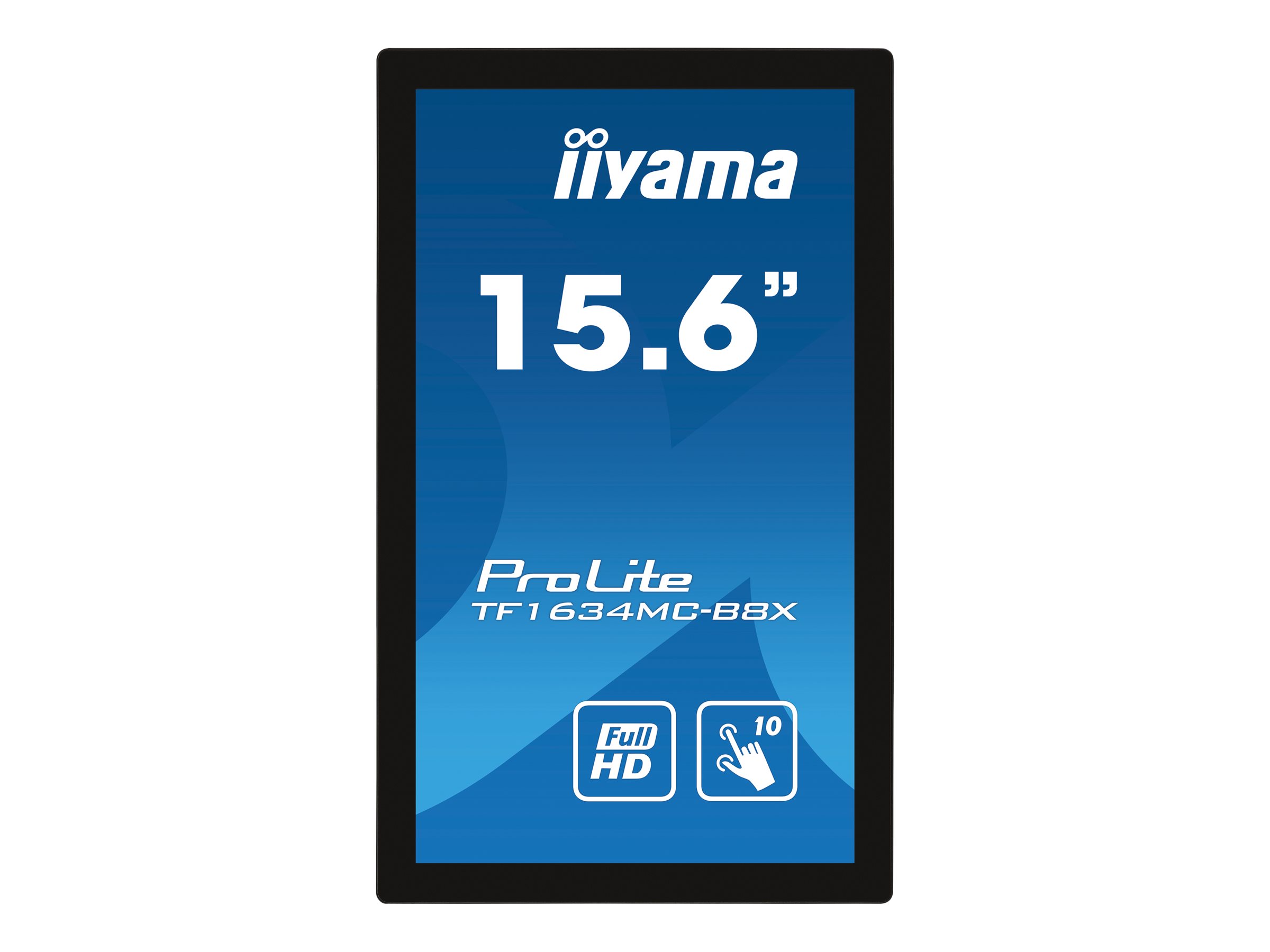 iiyama ProLite TF1634MC-B8X - LED-Monitor - 39.5 cm (15.6") - offener Rahmen - Touchscreen - 1920 x 1080 Full HD (1080p) @ 60 Hz - IPS - 450 cd/m² - 700:1 - 25 ms - HDMI, VGA, DisplayPort - Schwarz, Matte