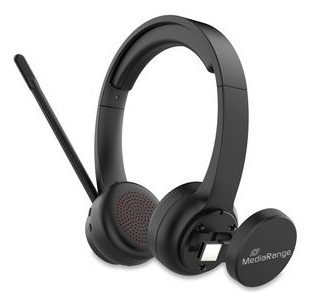 MEDIARANGE Bluetooth ENC Stereo Headset 400mAh Akku schwarz - Headset - Stereo, Ansicht 3