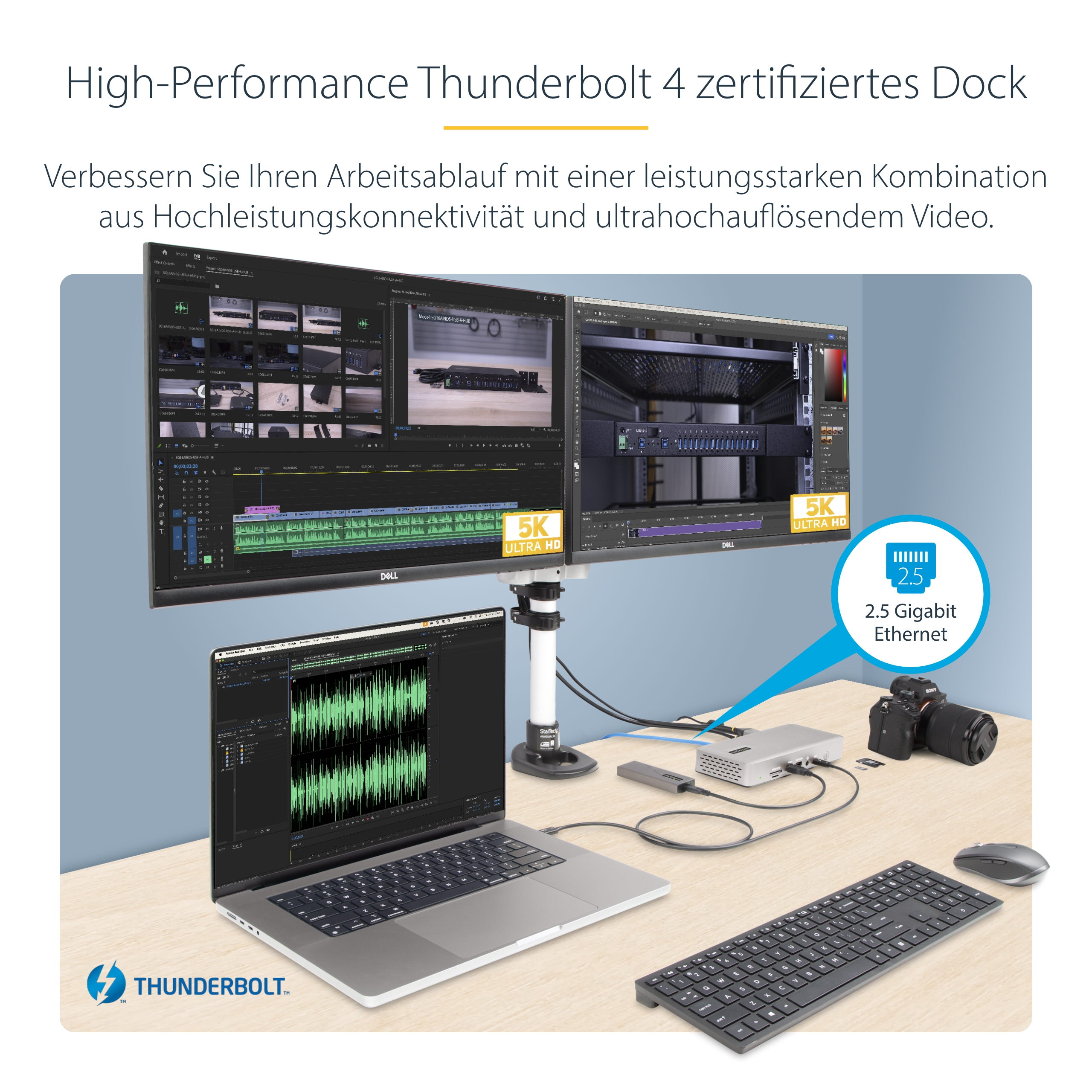 StarTech.com Thunderbolt 4 Multi-Display Docking Station, Quad/Triple/Dual Monitor Dock, 2x HDMI/2x DisplayPort, Ansicht 2