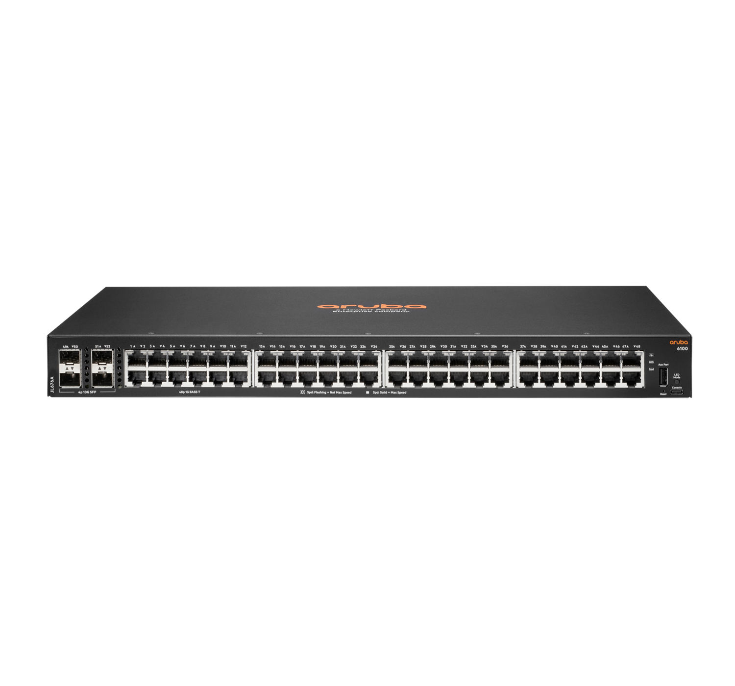 HPE Aruba Networking Aruba 6100 48G 4SFP+, Managed, L3, Gigabit Ethernet (10/100/1000), Rack-Einbau, 1U