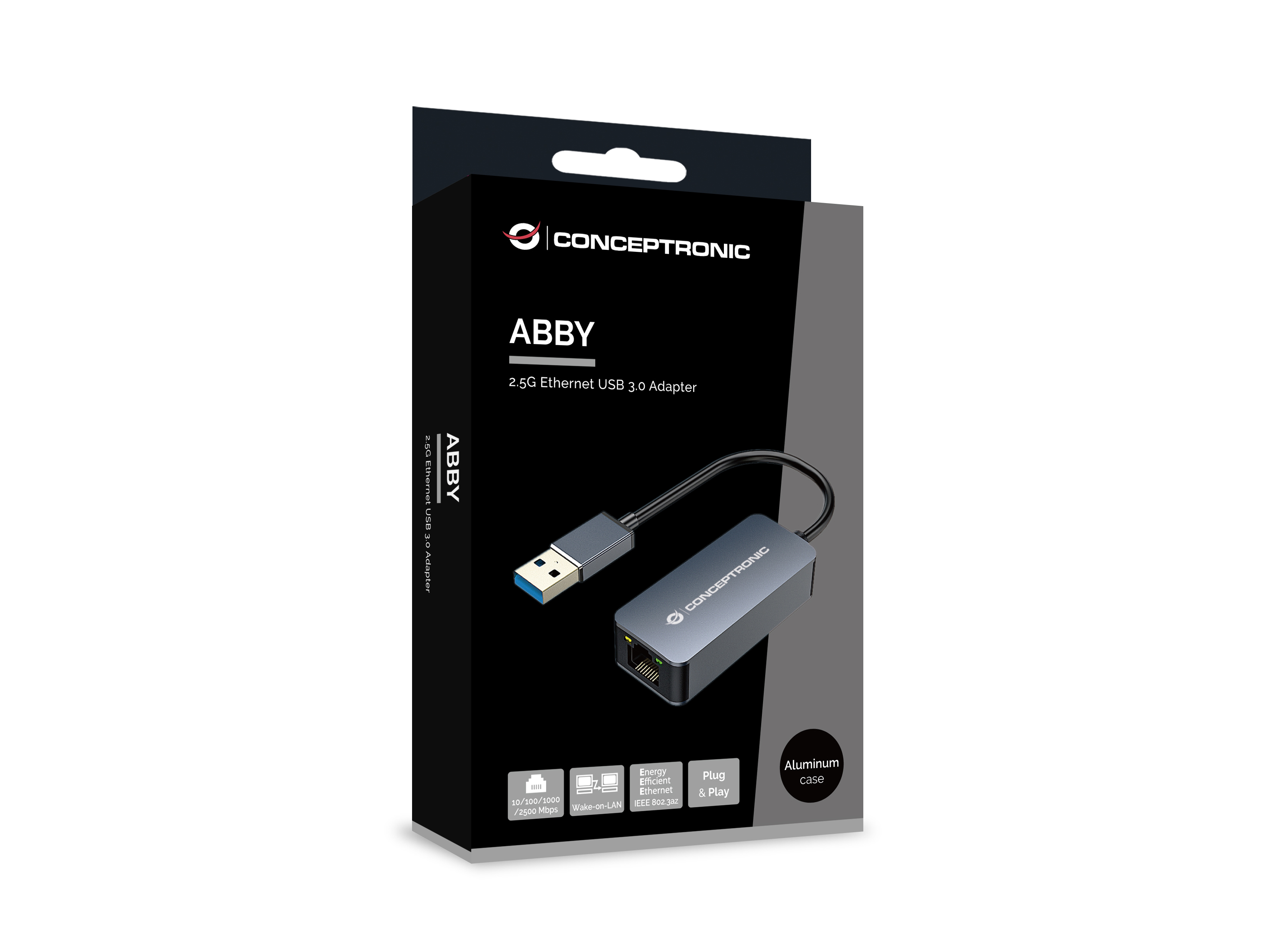 Conceptronic ABBY12G - Kabelgebunden - USB - Ethernet - 2500 Mbit/s - Grau, Ansicht 2
