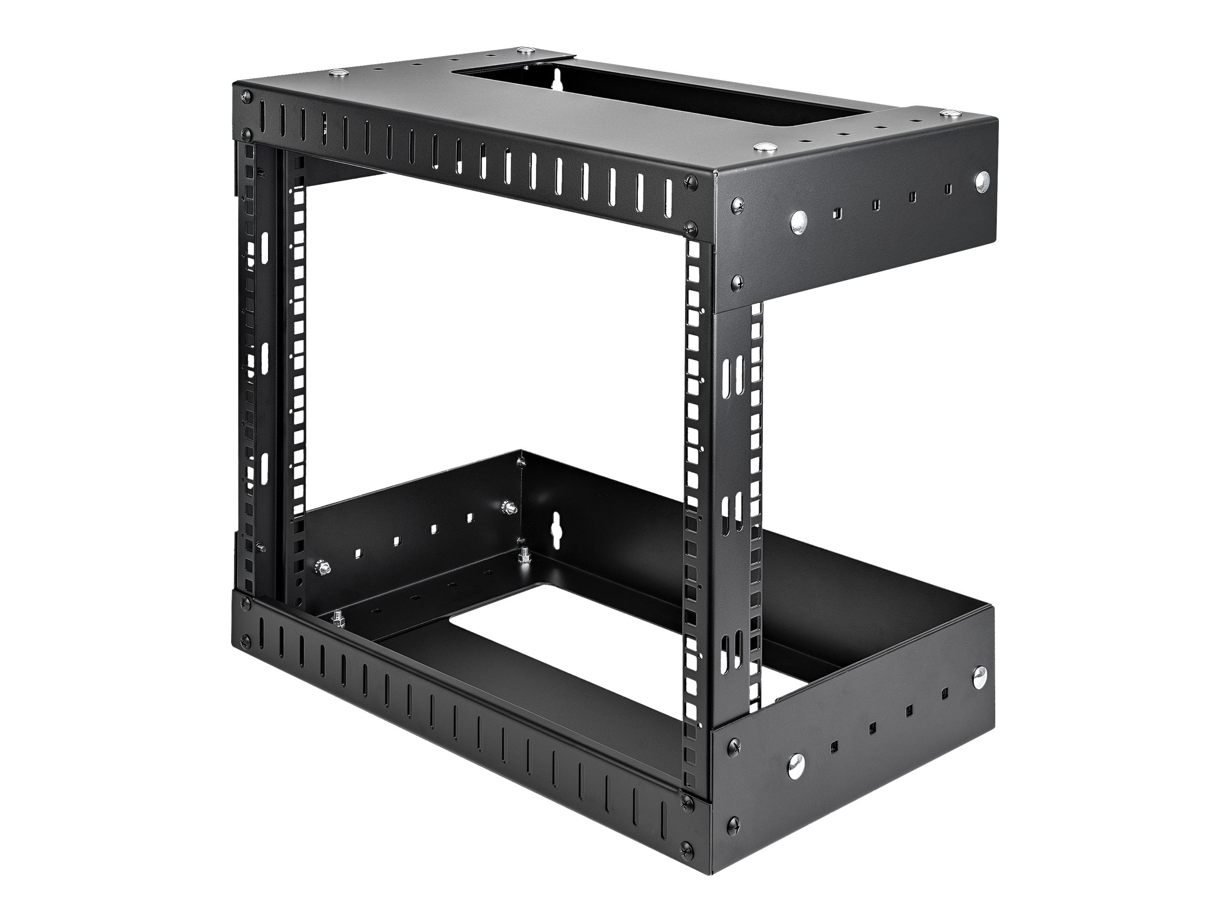 StarTech.com 8HE 19 Zoll Wand Netzwerk Rack - 2 Pfosten offener Rahmen mit einstellbare Tiefe(30-50cm) Rack für AVDatenITStudio Geräete - inkl.Käfigmuttern und Schrauben (RK812WALLOA)
