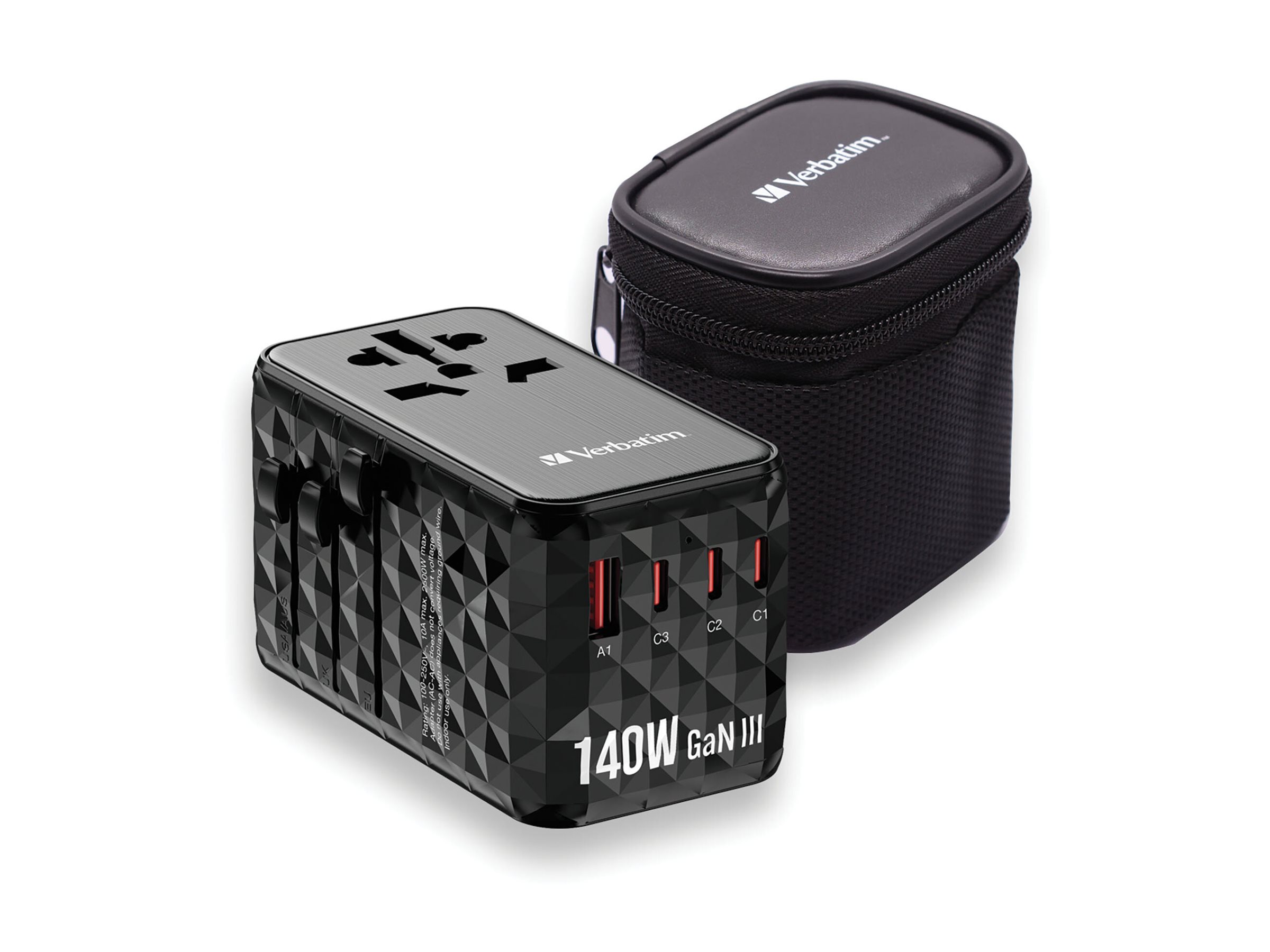 Verbatim UTA-10 - Netzteil - GaN III, Universal - 140 Watt - 10 A - Apple Fast Charge, Fast Charge, PD 3.0, QC 3.0, Ansicht 4