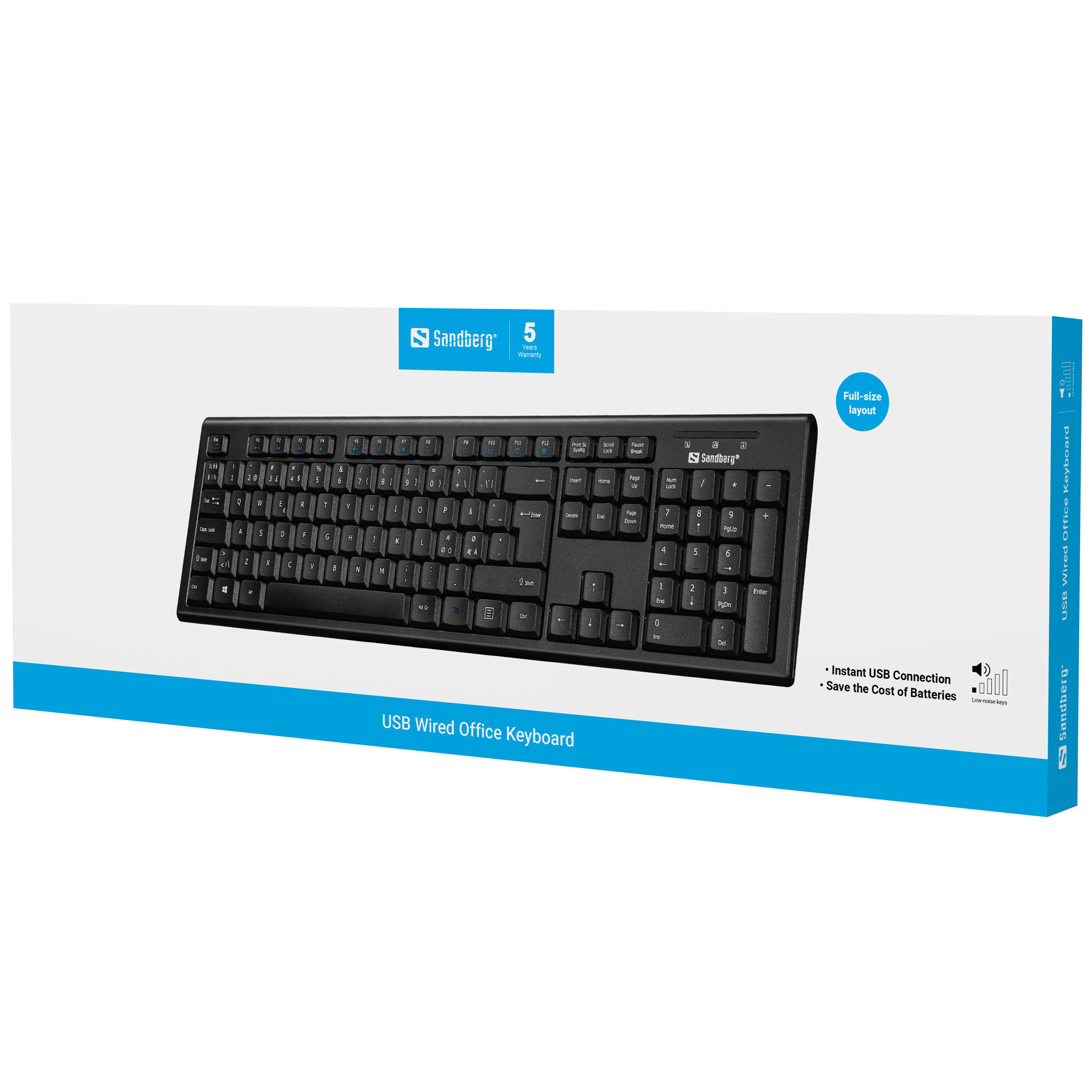 SANDBERG Tastatur - USB - TL: Nordisch, QWERTY, Ansicht 2