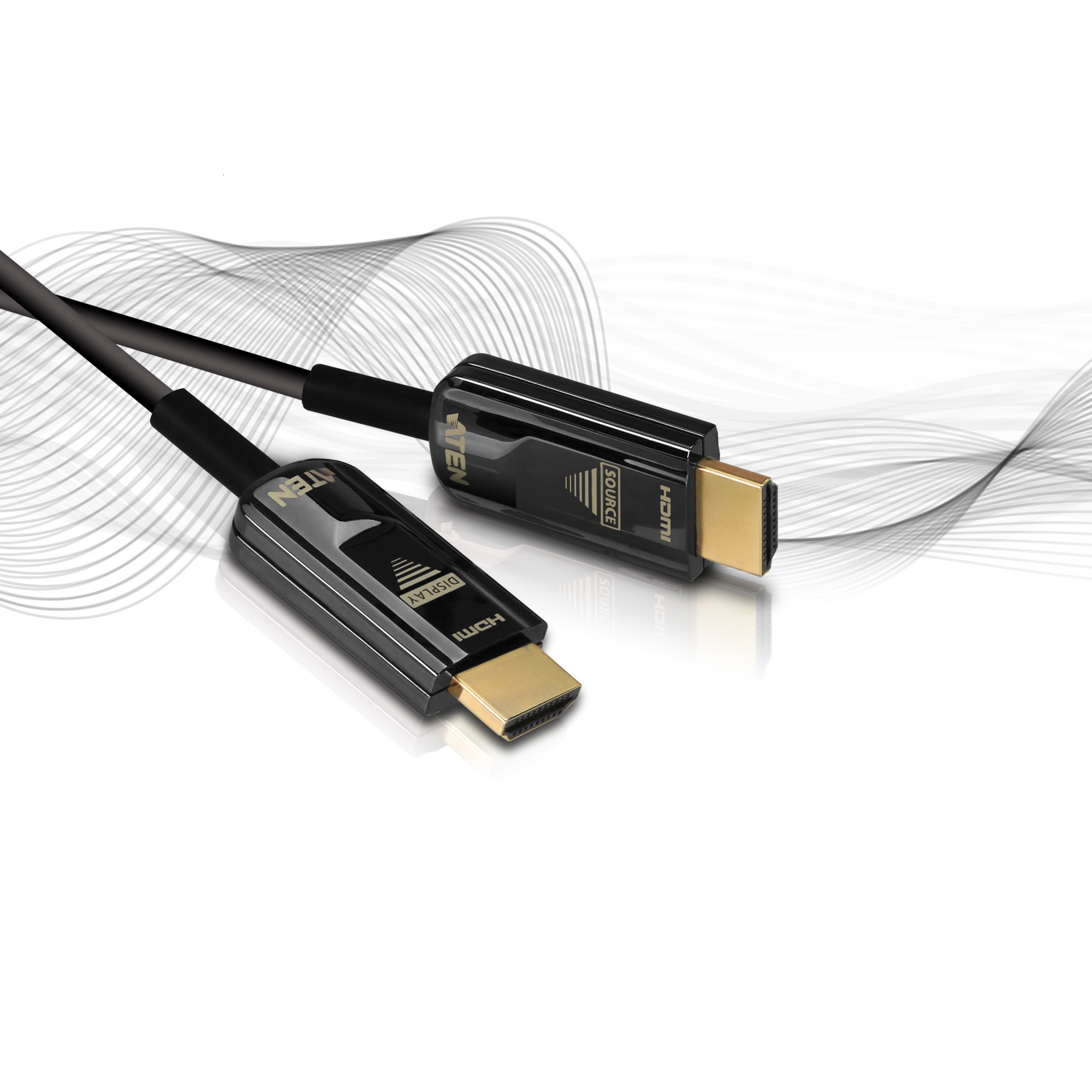 ATEN 10 M True 4K HDMI 2.0 Aktives Optisches Kabel (True 4K bei 10 M) - HDMI Typ A - HDMI Typ A - 18 Gbit/s - Schwarz, Ansicht 4