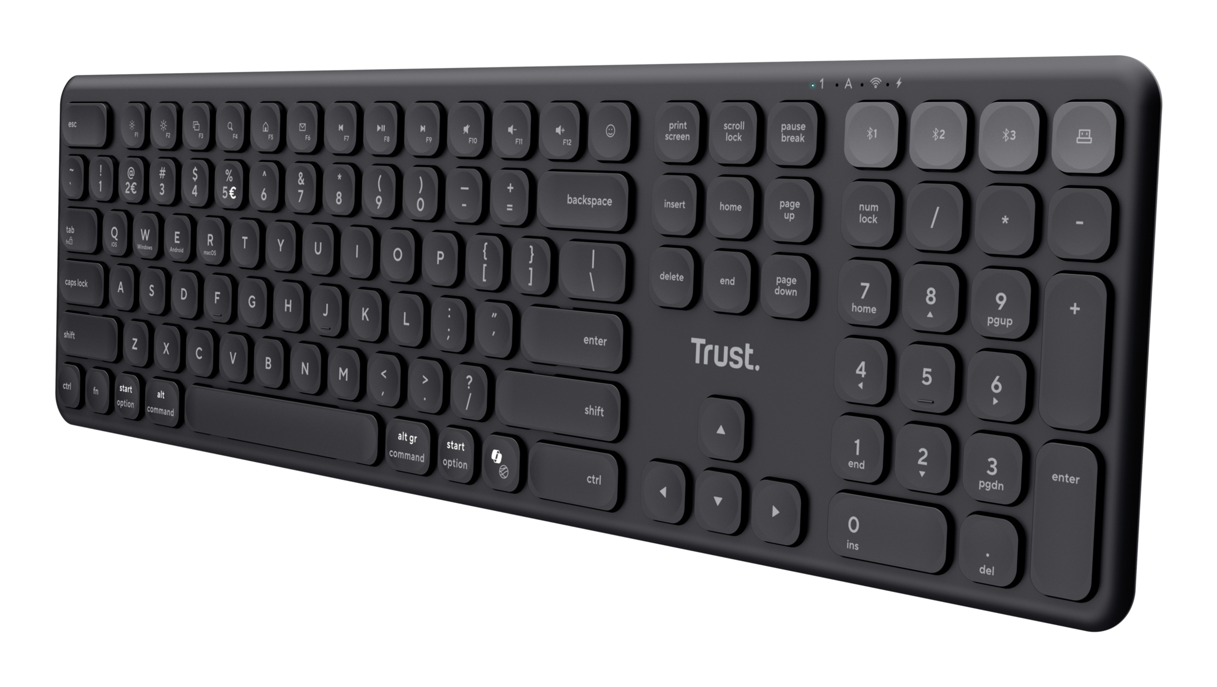 Trust Vaiya Kabellose Tastatur für mehrere Geräte - Schwarz - TL: Deutsch, QWERTZ, Ansicht 2