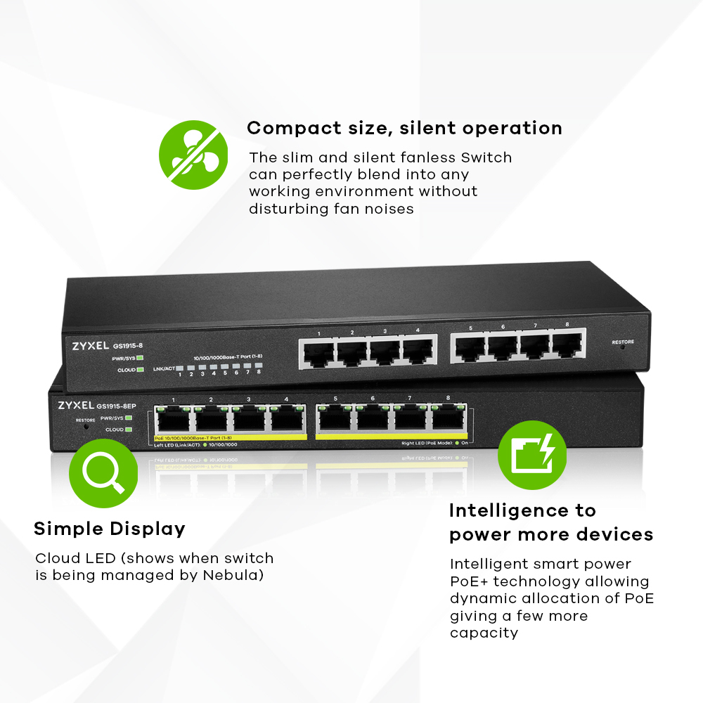 ZyXEL GS1915 Series GS1915-8 - Switch - kompatibel mit NebulaFLEX, Ansicht 4