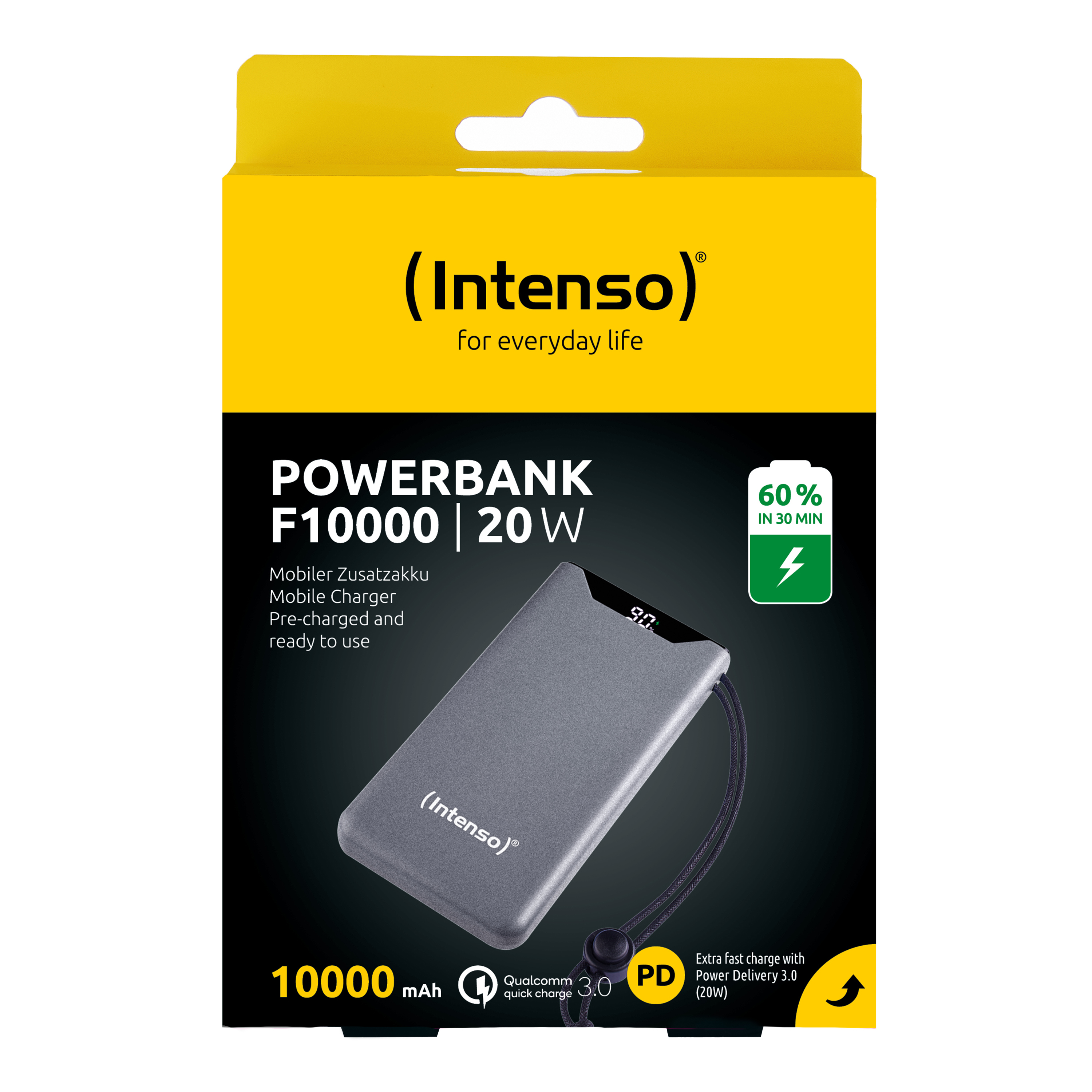 Intenso Powerbank F10000 Gray grau 10.000 mAh PD 3.0 Quick Charge 3.0, Ansicht 2