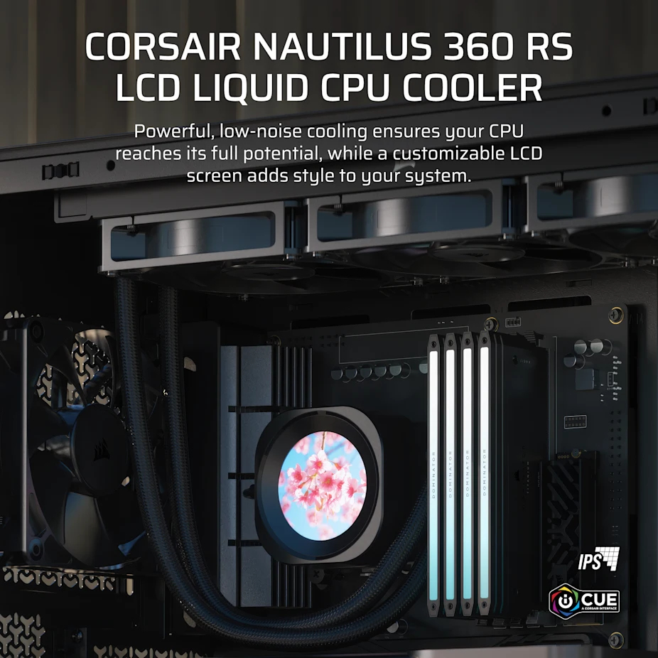 Corsair Nautilus 360 RS - Prozessor-Flüssigkeitskühlsystem - Kühlergröße: 360 mm - (für: AM5, AM4, LGA1851, LGA1700) - Schwarz, Ansicht 2