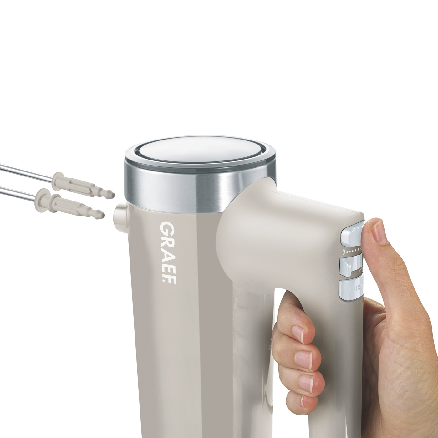 Graef HM508 - Handmixer - Graubraun - Schlagen - Kneten - Mixen - Rührer - 1,65 m - 1080 RPM - Tasten, Ansicht 4
