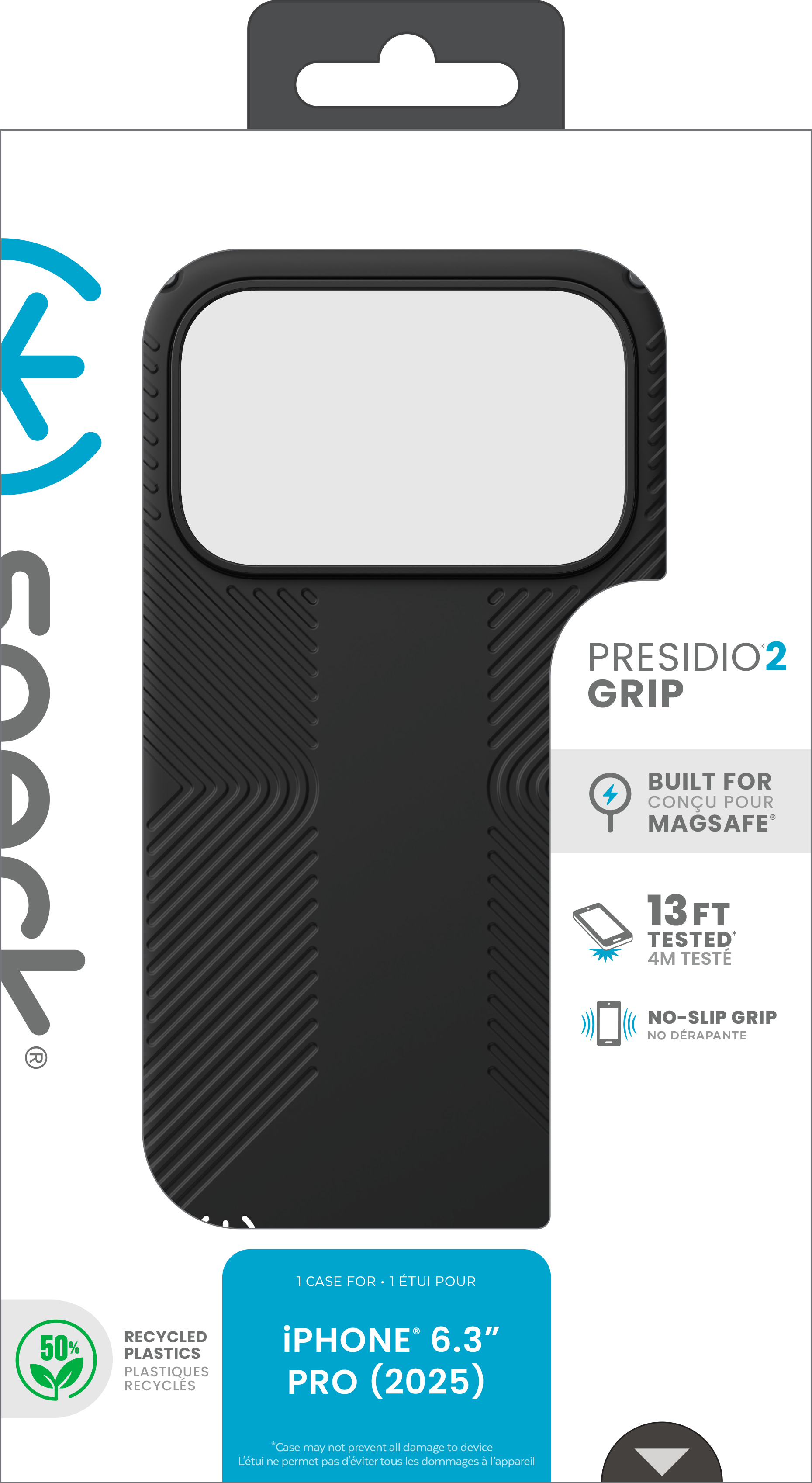 Speck Presidio2 Grip Case iP 17 Pro Black/Slate Grey/White, Ansicht 3