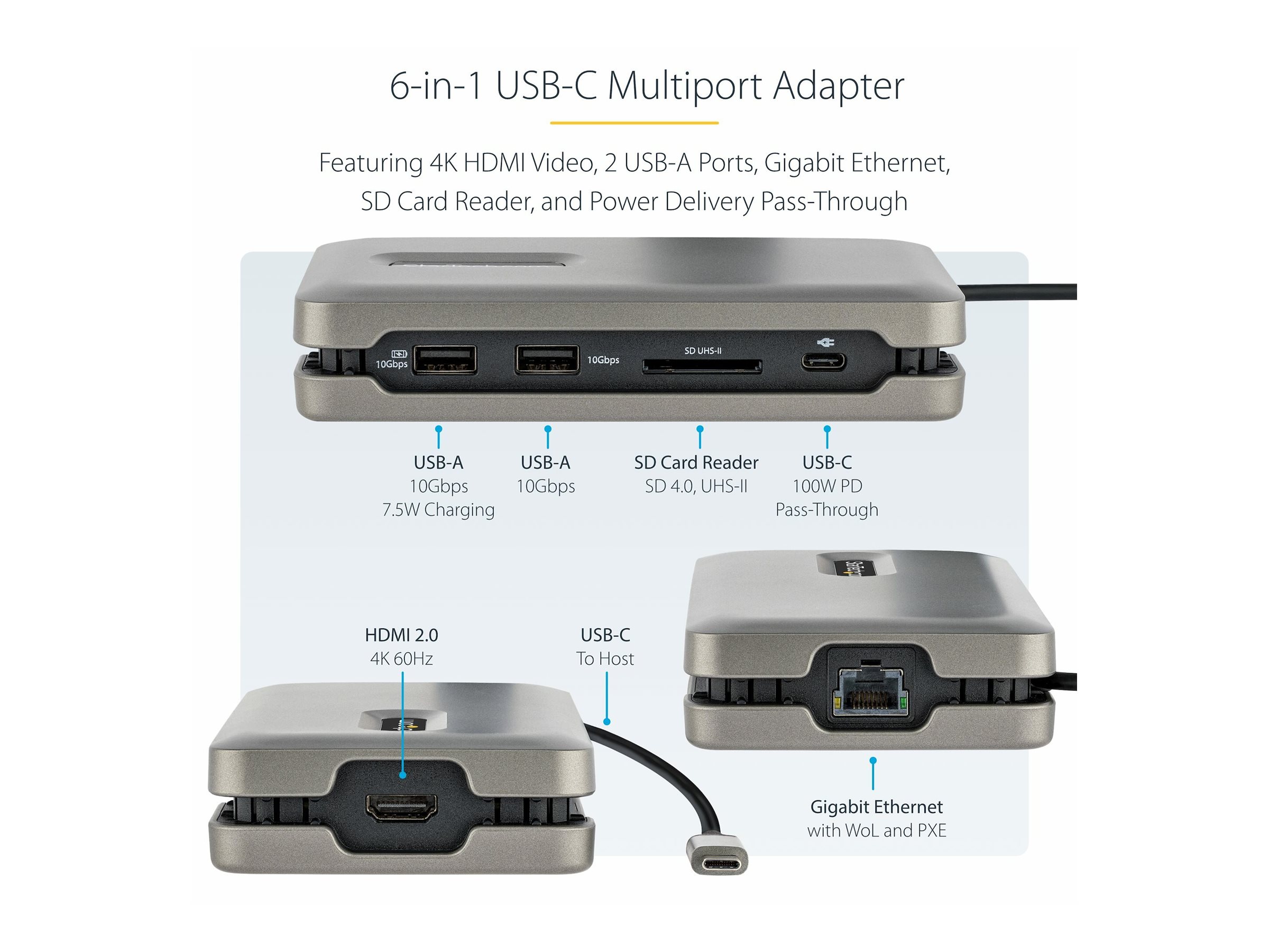 StarTech.com USB C Multiport Adapter - USB C
