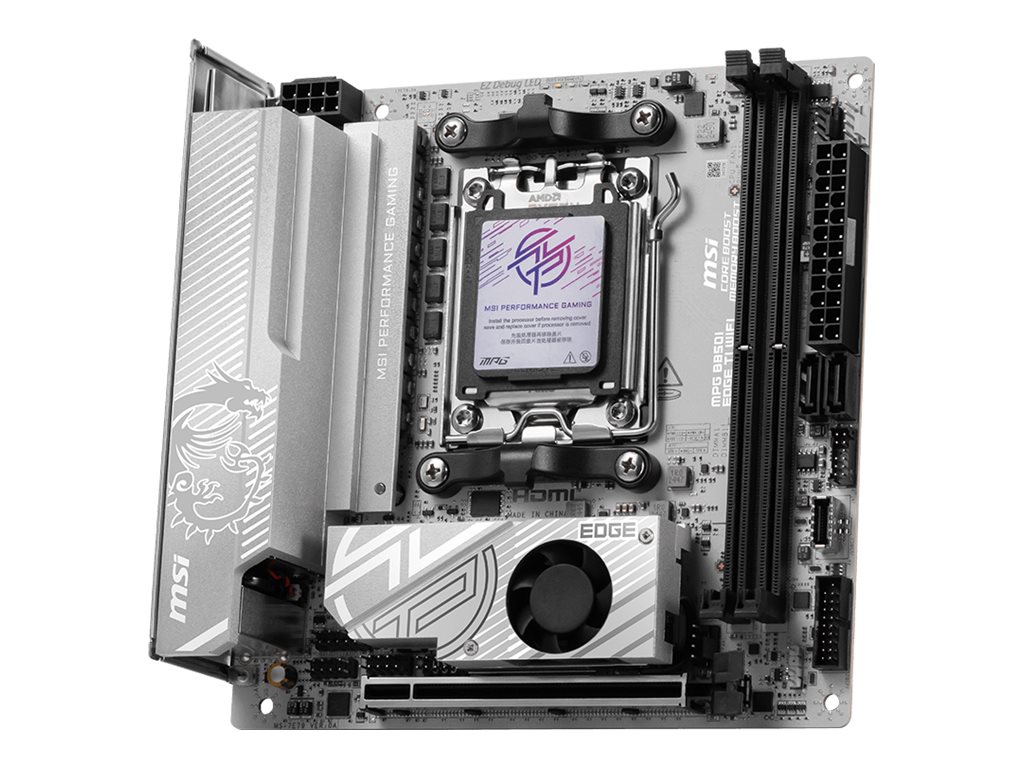 MSI MPG B850I EDGE TI WIFI - Motherboard - Mini-ITX - Socket AM5 - AMD B850 Chipsatz - USB-C 3.2 Gen 2x2 USB-C 3.2 Gen2 USB 3.2 Gen 2 USB 3.2 Gen 1 - 5 Gigabit Ethernet Wi-Fi 7 Bluetooth - Onboard-Grafik (CPU erforderlich)