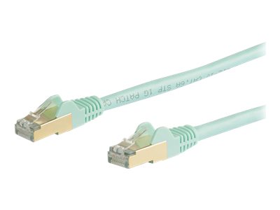 StarTech.com 5m CAT6A Ethernet Cable, 10 Gigabit Shielded Snagless RJ45 100W PoE Patch Cord, CAT 6A 10GbE STP Network Cable w/Strain Relief, Aqua, UL Certified Wiring/TIA - Category 6A - 26AWG (6ASPAT5MAQ)