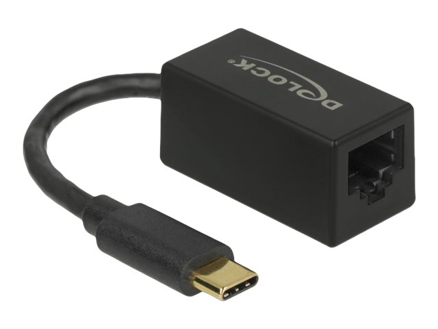 Delock Adapter SuperSpeed USB (USB 3.2 Gen 1) mit USB Type-C Stecker > Gigabit LAN 10/100/1000 Mbps kompakt schwarz
