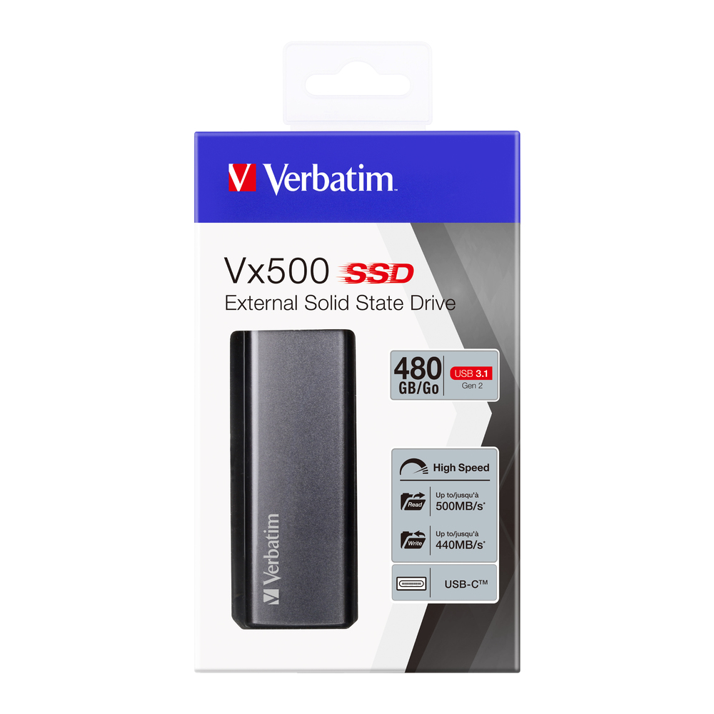 Verbatim Vx500 - SSD - 480 GB - extern (tragbar) - USB 3.1 Gen 2 (USB-C Steckverbinder), Ansicht 4