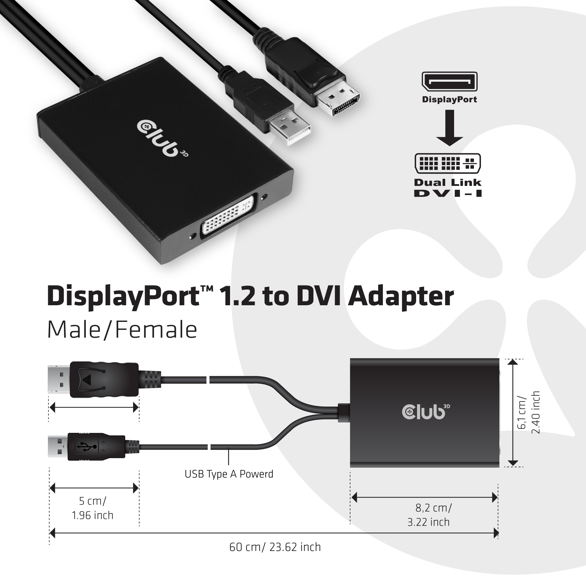 Club 3D CAC-1010 - Videokonverter - DisplayPort, Ansicht 4