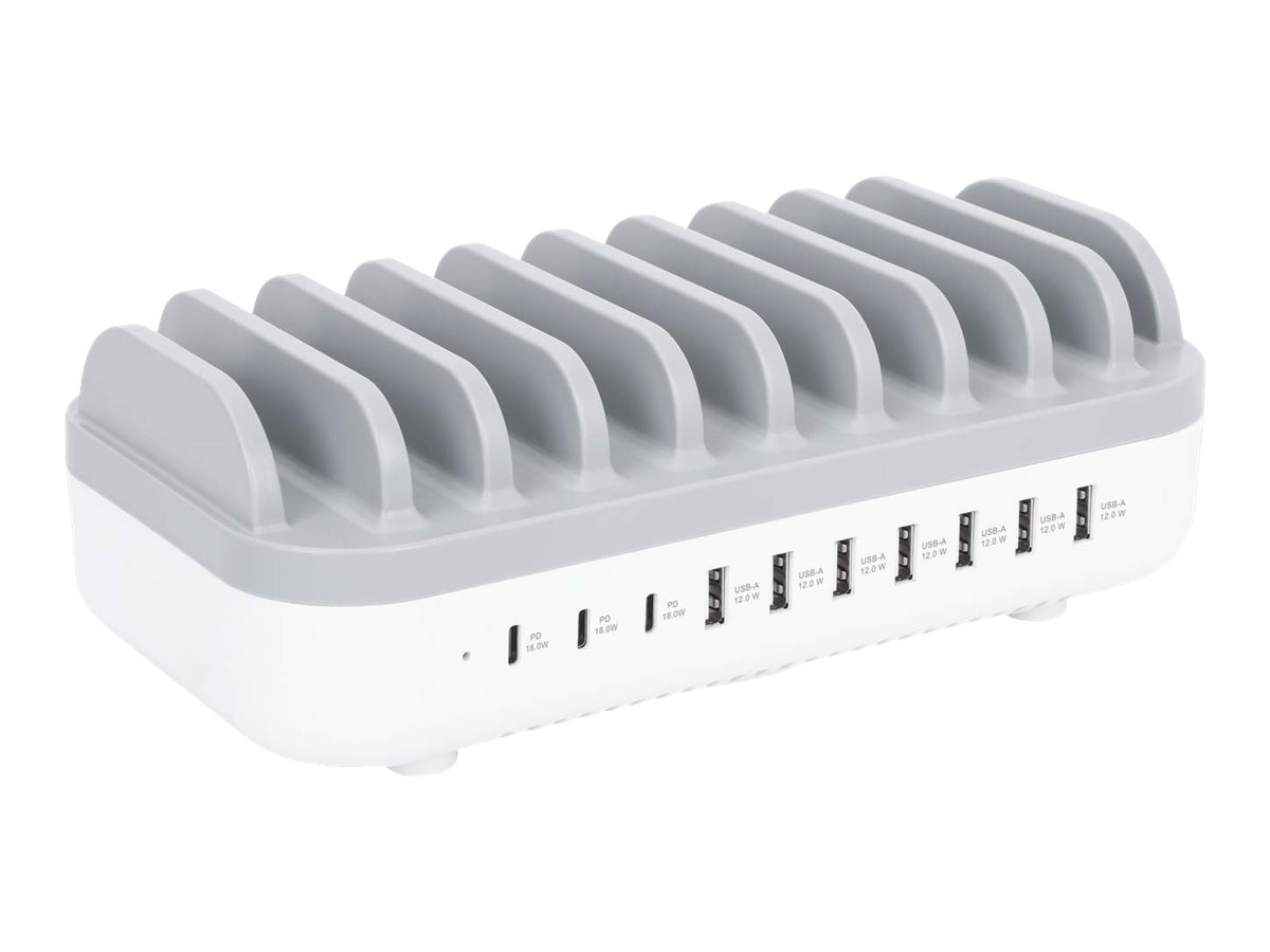 Manhattan Charging Station, 10x Ports: 3x USB-C (up to 18W PD)
