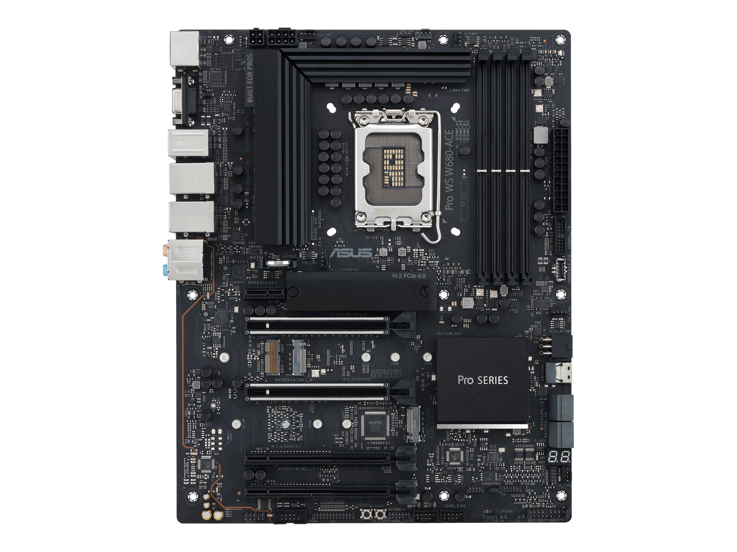 ASUS Pro WS W680-ACE - Motherboard - ATX - LGA1700-Sockel - W680 Chipsatz - USB 3.2 Gen 1 USB 3.2 Gen 2 USB-C 3.2 Gen2 USB-C 3.2 Gen 2x2 - 2 x 2.5 Gigabit LAN - Onboard-Grafik (CPU erforderlich)