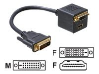 Delock Adapter DVI 24+1 Stecker zu DVI 24+1 und HDMI Buchse