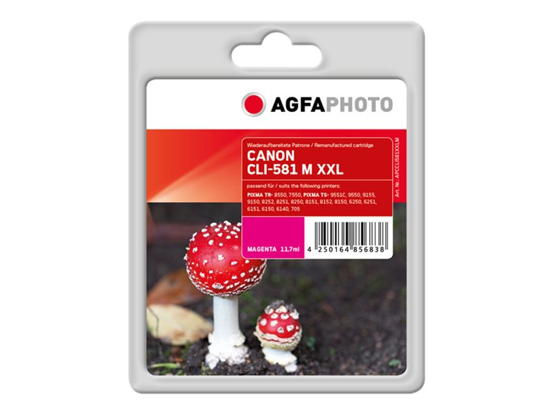 AgfaPhoto 11.7 ml - Größe XXL - Magenta - kompatibel - Tintenpatrone (Alternative zu: Canon CLI-581MXXL)