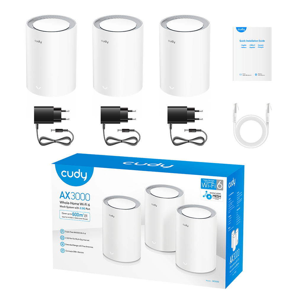 CUDY M3000 AX3000 Wi-Fi 6 Mesh 2.5G 3er-Pack weiß - Access Point - 2,4 Gbps, Ansicht 3