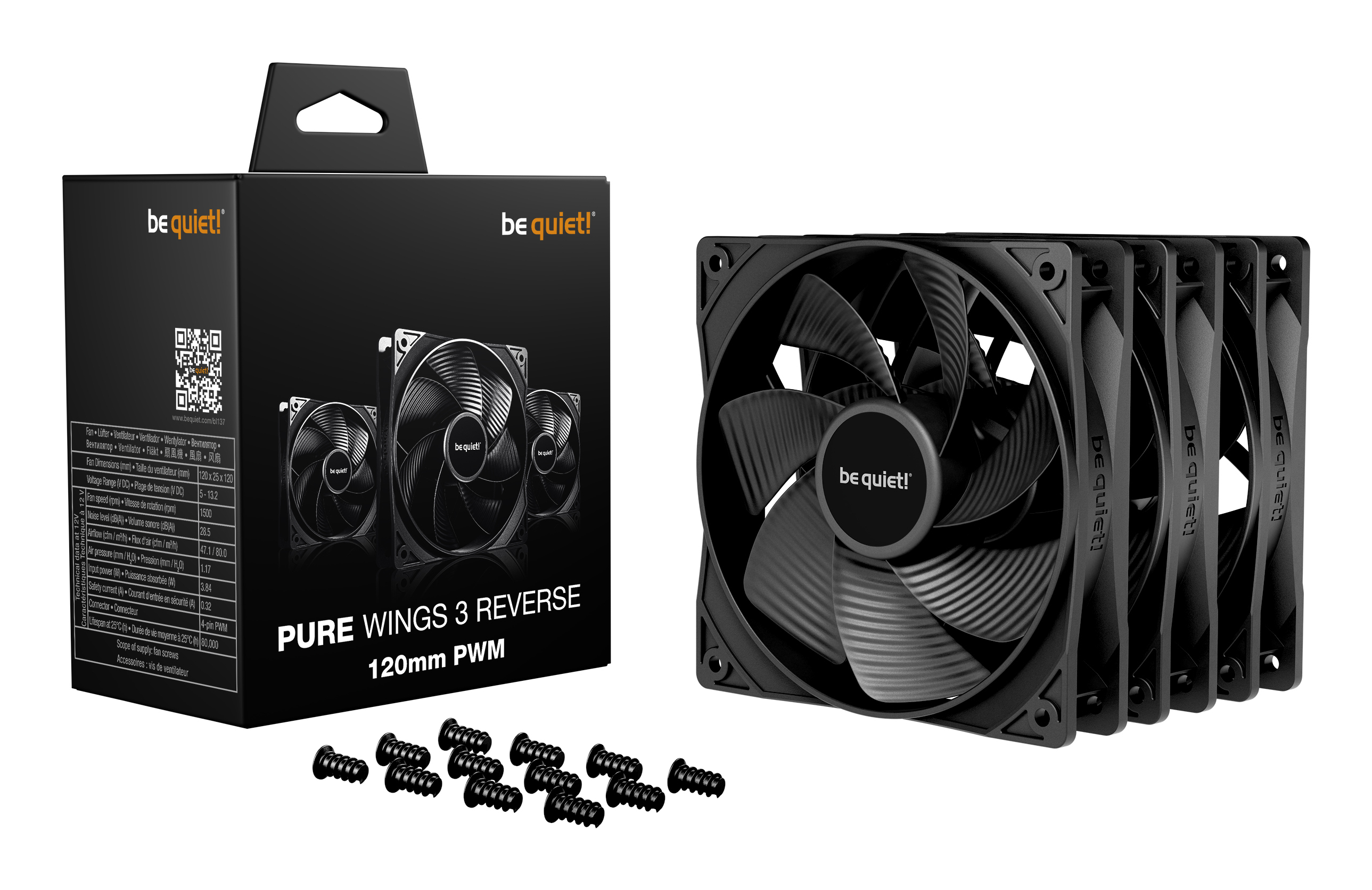 Be Quiet! ! PURE WINGS 3 120mm PWM Reverse 3-Pack, Ansicht 4