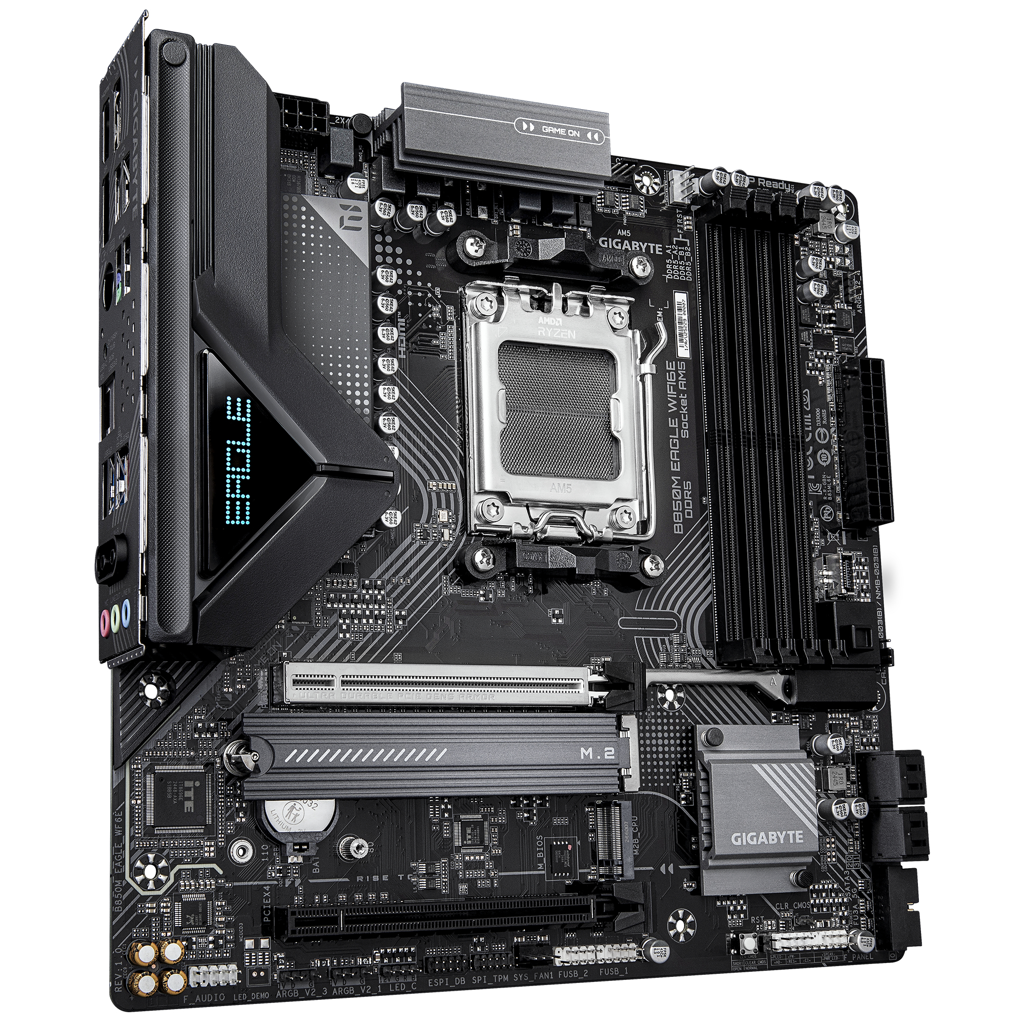 Gigabyte B850M EAGLE WIFI6E - Motherboard - micro ATX - Socket AM5 - AMD B850 Chipsatz - 2.5 GB LAN, Wi-Fi 6E, Bluetooth, Ansicht 3