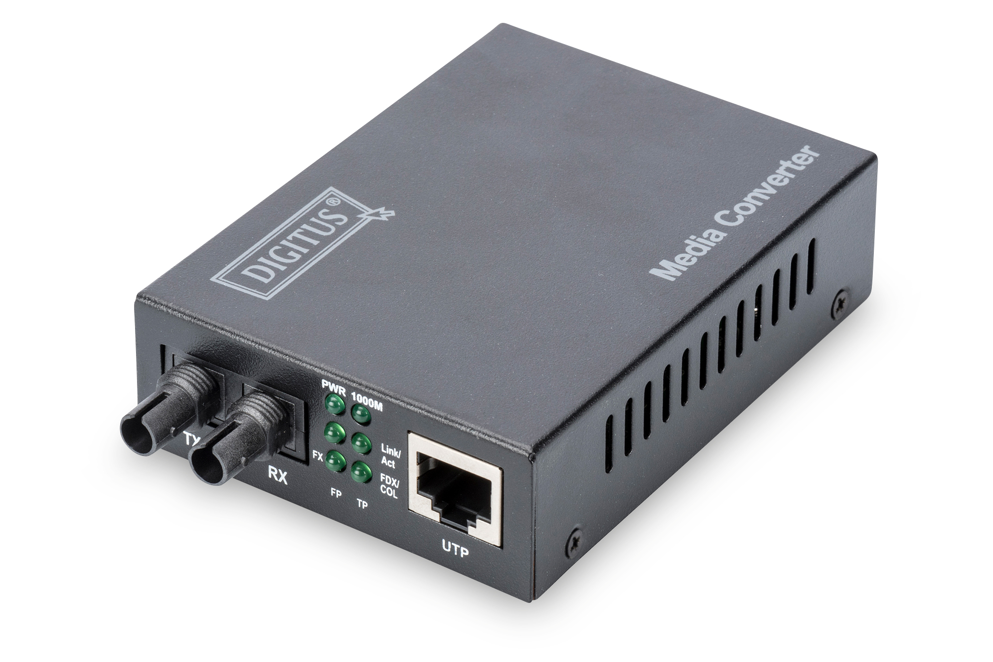 DIGITUS Gigabit Medienkonverter, RJ45 / ST, 1000 Mbit/s, 1000Base-T, IEEE 802.3, IEEE 802.3u, IEEE 802.3z, Gigabit Ethernet, Voll, Halb, SC