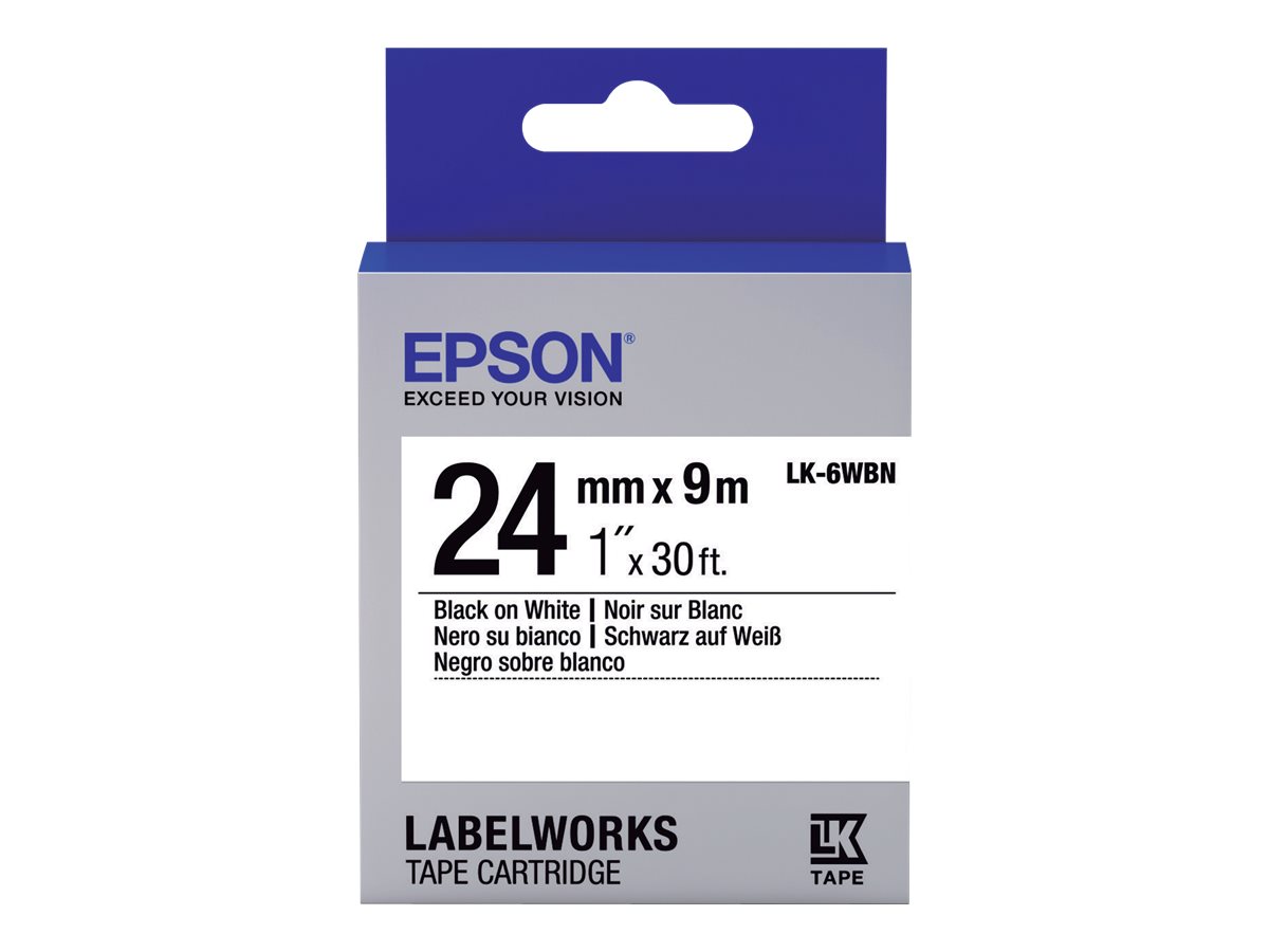 Epson LabelWorks LK-6WBN - Schwarz auf Weiß - Rolle (2,4 cm x 9 m) 1 Kassette(n) Etikettenband - für LabelWorks LW-1000, LW-600, LW-700, LW-900, LW-Z5000, LW-Z5010, LW-Z700, LW-Z710, LW-Z900