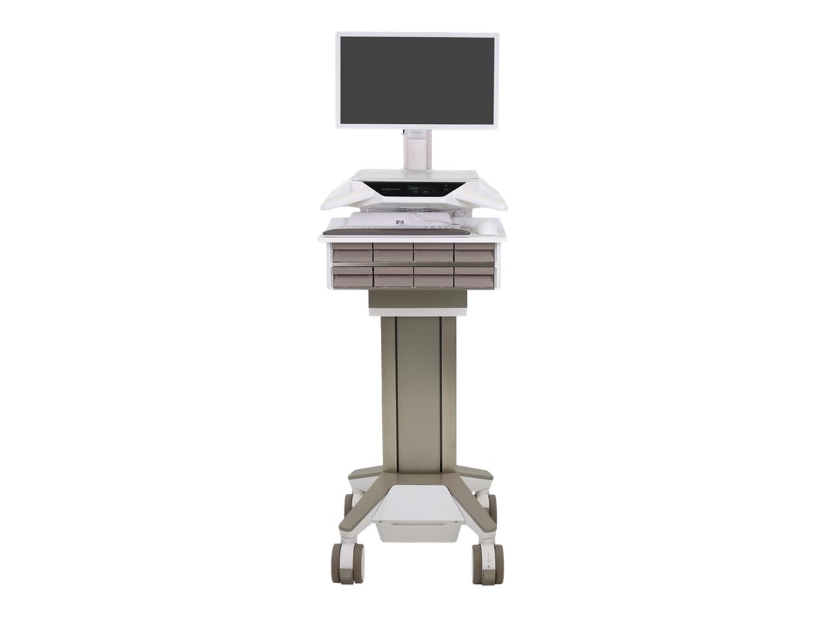 Ergotron CareFit Pro - Wagen - Electric Lift - für LCD-Display  PC-Ausrüstung - verriegelbar - medizinisch - weiß Warm Gray - Bildschirmgröße: bis zu 686 cm (bis zu 27 Zoll)