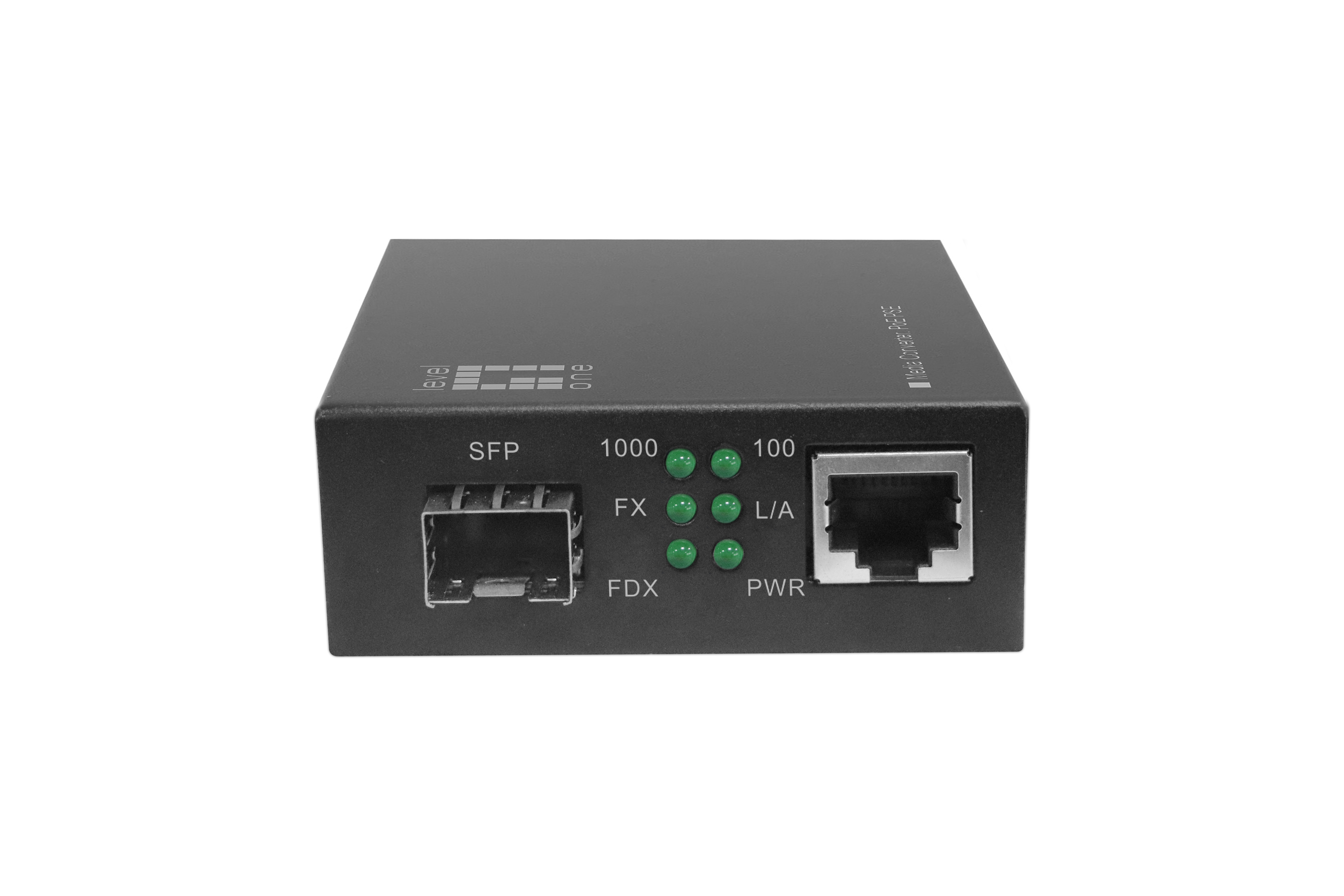 LevelOne GVT-2012 - Medienkonverter - 1GbE - 10Base-T, 1000Base-SX, 100Base-TX, 1000Base-T - RJ-45 / SFP (mini-GBIC), Ansicht 2