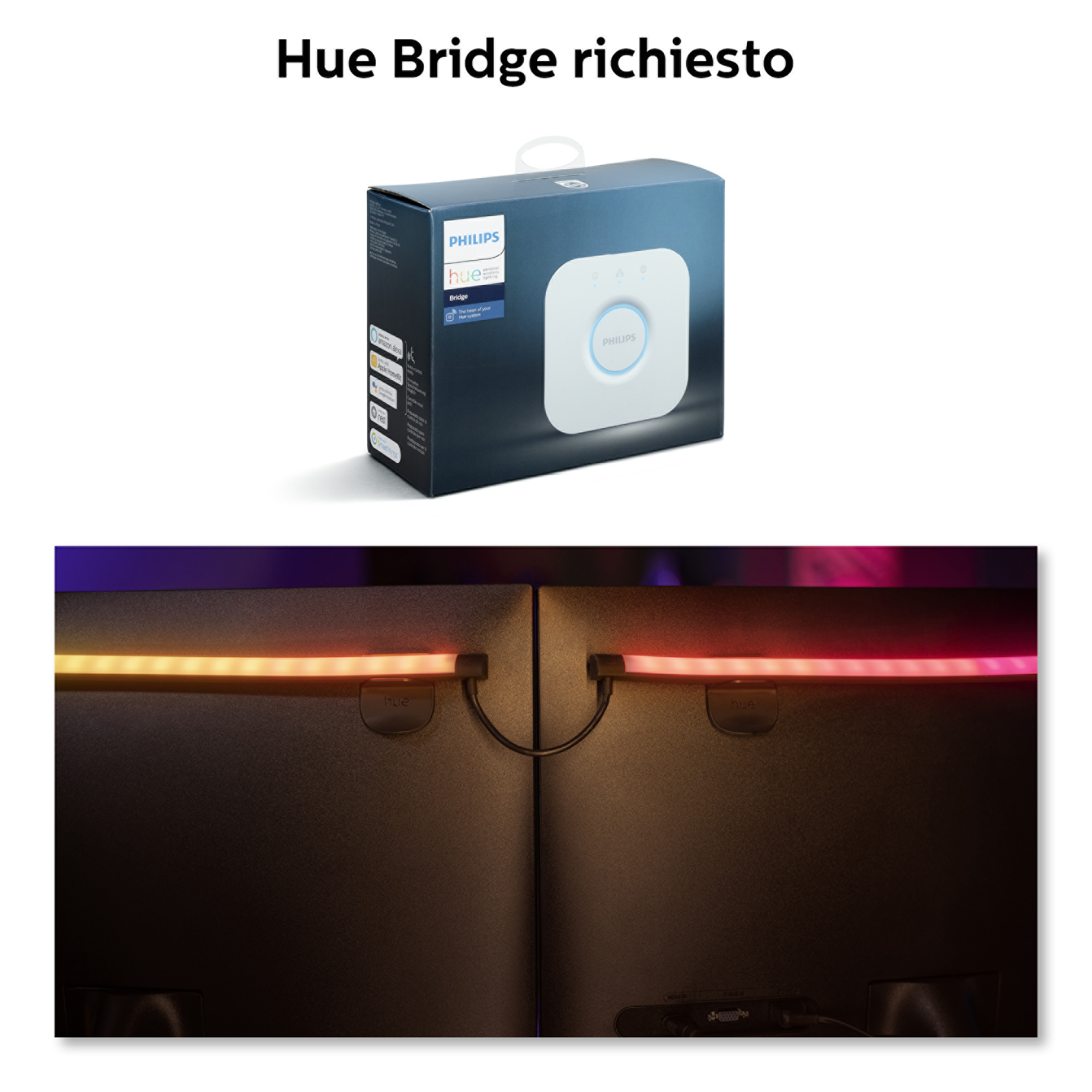 Philips PC Play Gradient Lightstrip 3x 24/27 Starter Set + Bridge - Intelligenter Leuchtstreifen - Bluetooth/Zigbee, Ansicht 2
