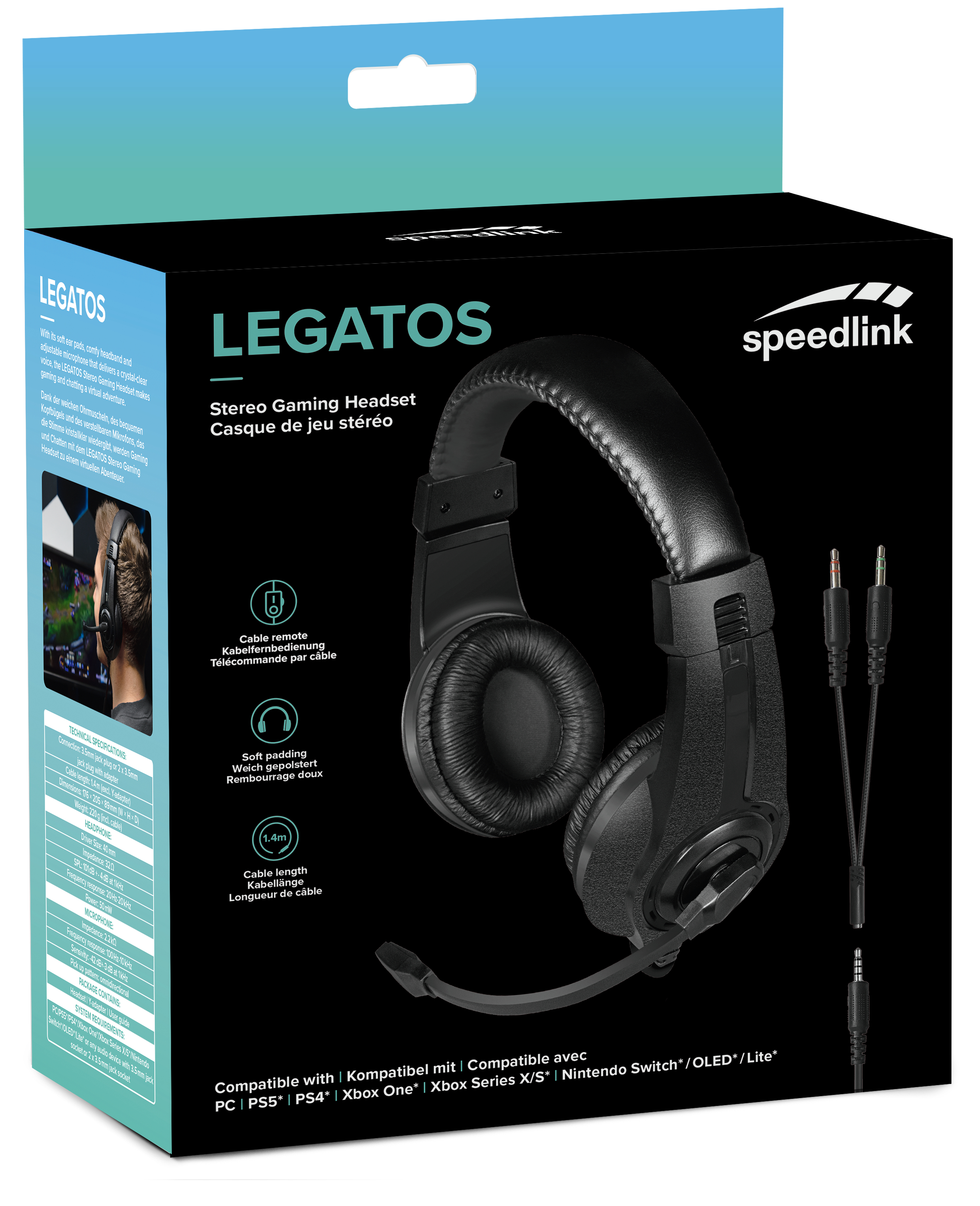 SPEEDLINK Gaming Headset LEGATOS PC/PS5/PS4/Xbox/Switch bk retail - Headset, Ansicht 2