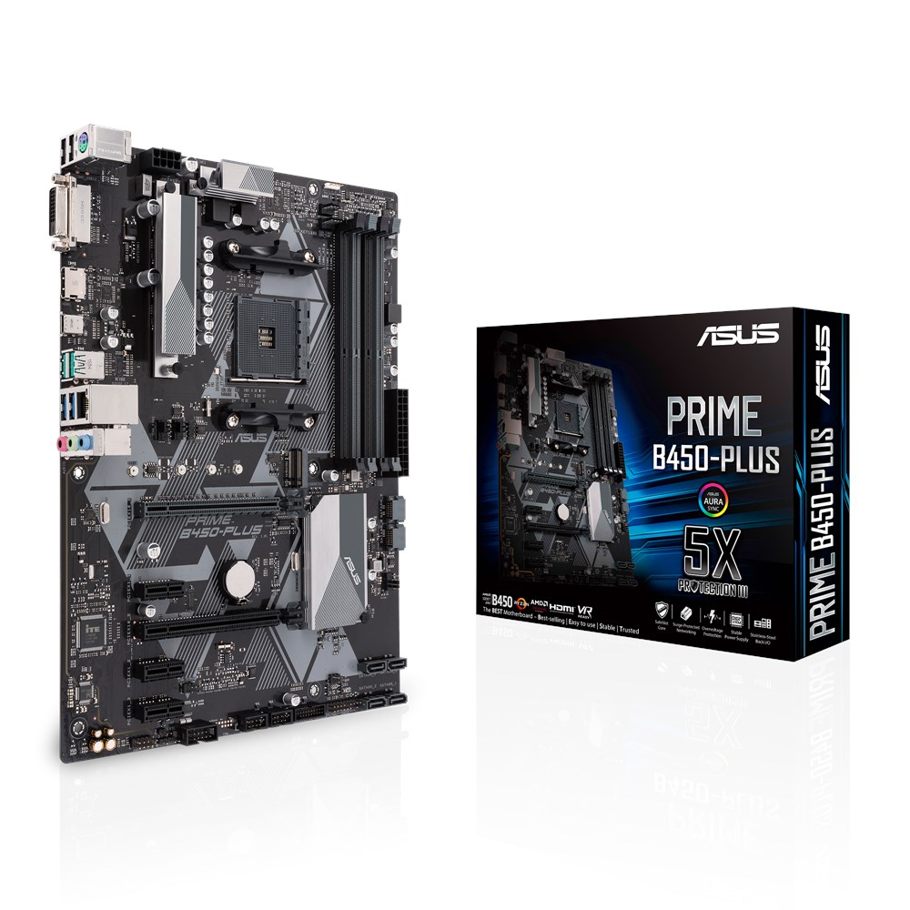 ASUS PRIME B450-PLUS, AMD, Socket AM4, AMD Athlon, AMD Ryzen™ 3, 2nd Generation AMD Ryzen™ 3, 3rd Generation AMD Ryzen™ 3, AMD..., DDR4-SDRAM, 64 GB, DIMM