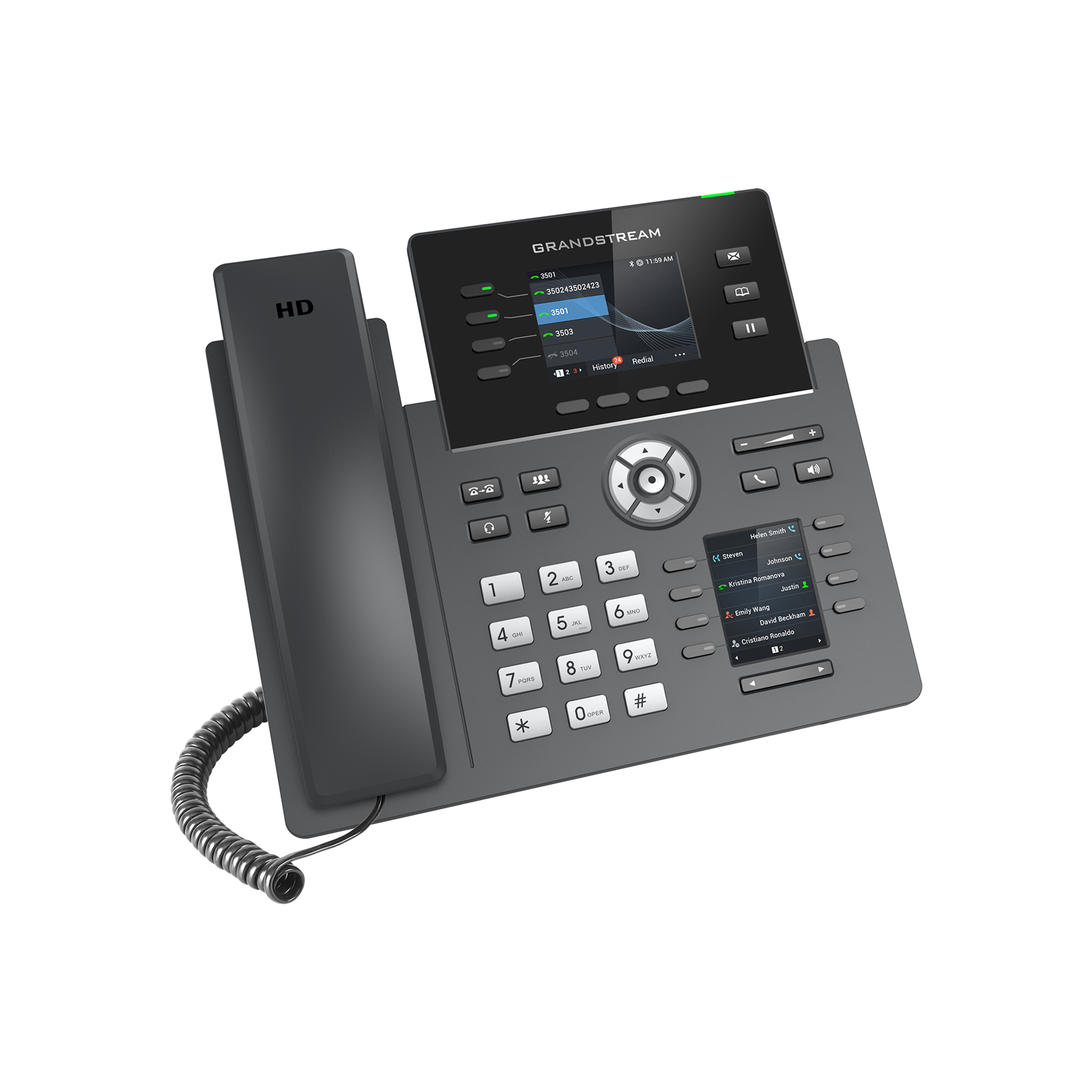 Grandstream GRP2614 - VoIP-Telefon mit Rufnummernanzeige/Anklopffunktion - IEEE 802.11a/b/g/n/ac (Wi-Fi), Ansicht 3