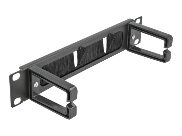 Delock Cable Management Brush Strip with 2 hooks - Kabelführungspanel mit Bürste - Schwarz - 1U - 25.4 cm (10)