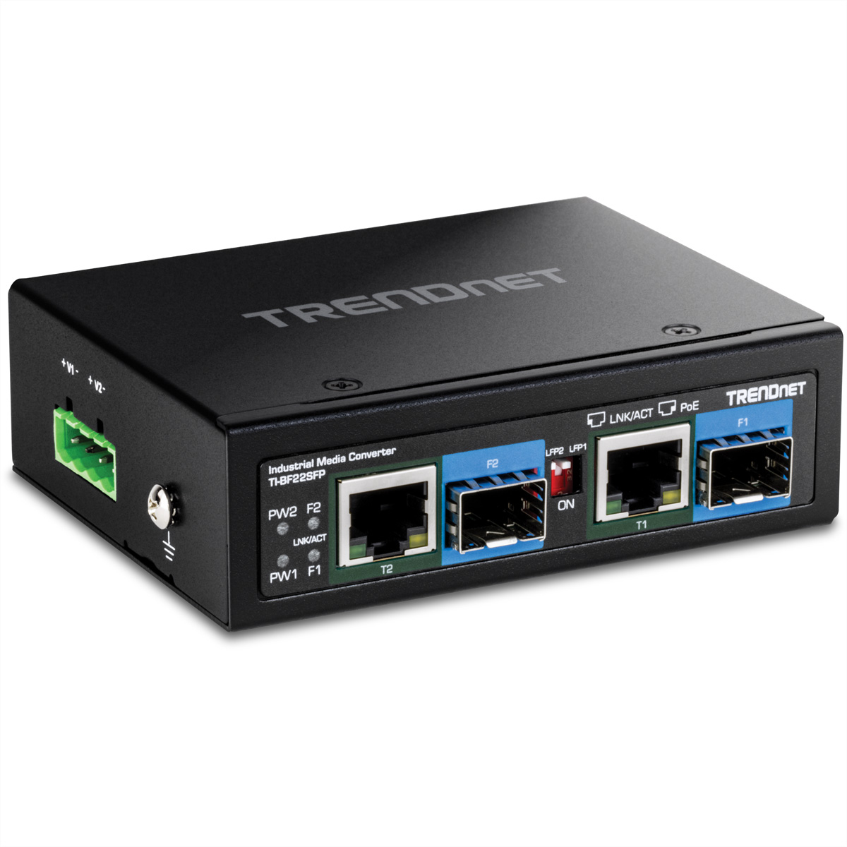 TRENDnet TI-BF22SFP - Version v1.0R - Medienkonverter - 1GbE - 2 Anschlüsse - 2 x RJ-45  2 x SFP (mini-GBIC)