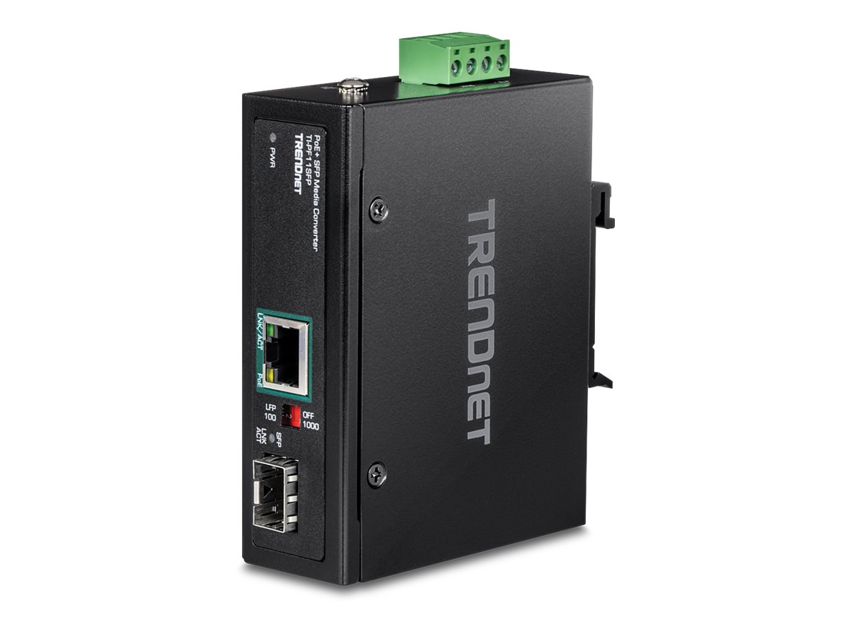 TRENDnet TI-PF11SFP - Medienkonverter - GigE - 10Base-T, 100Base-TX, 1000Base-T - RJ-45 / SFP (mini-GBIC), Ansicht 3