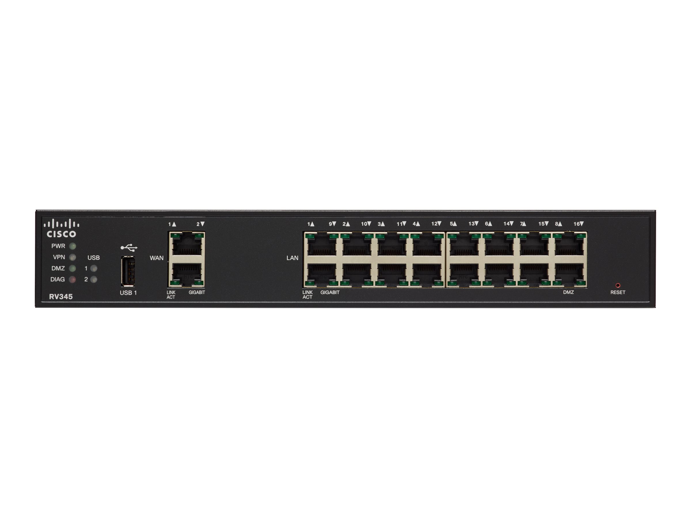 Cisco SMB Router 2 WAN 8 LAN + 8 PoE LAN 3G/4G (RV345P-K9-G5)