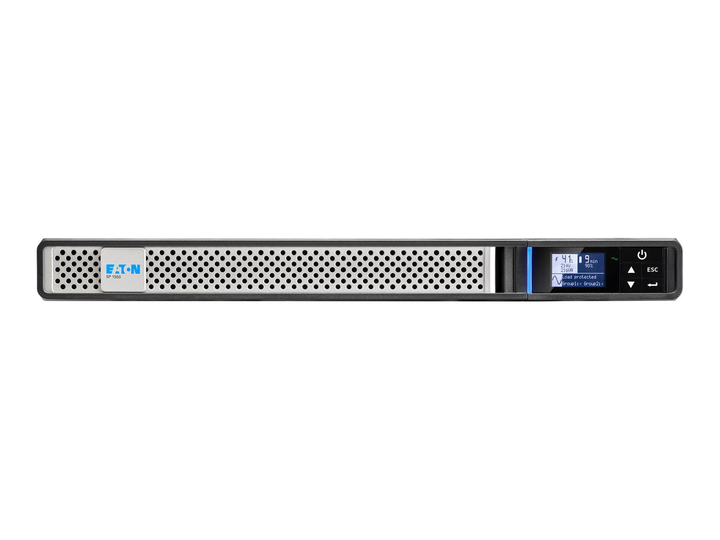 Eaton 5P 1550iR - Gen 2 - USV (Rack - einbaufähig) - Wechselstrom 200/208/220/230/240 V - 1350 Watt - 1550 VA - 1-phasig - 9 Ah - RS-232, USB - Ausgangsanschlüsse: 6 - 1U - 48.3 cm (19")