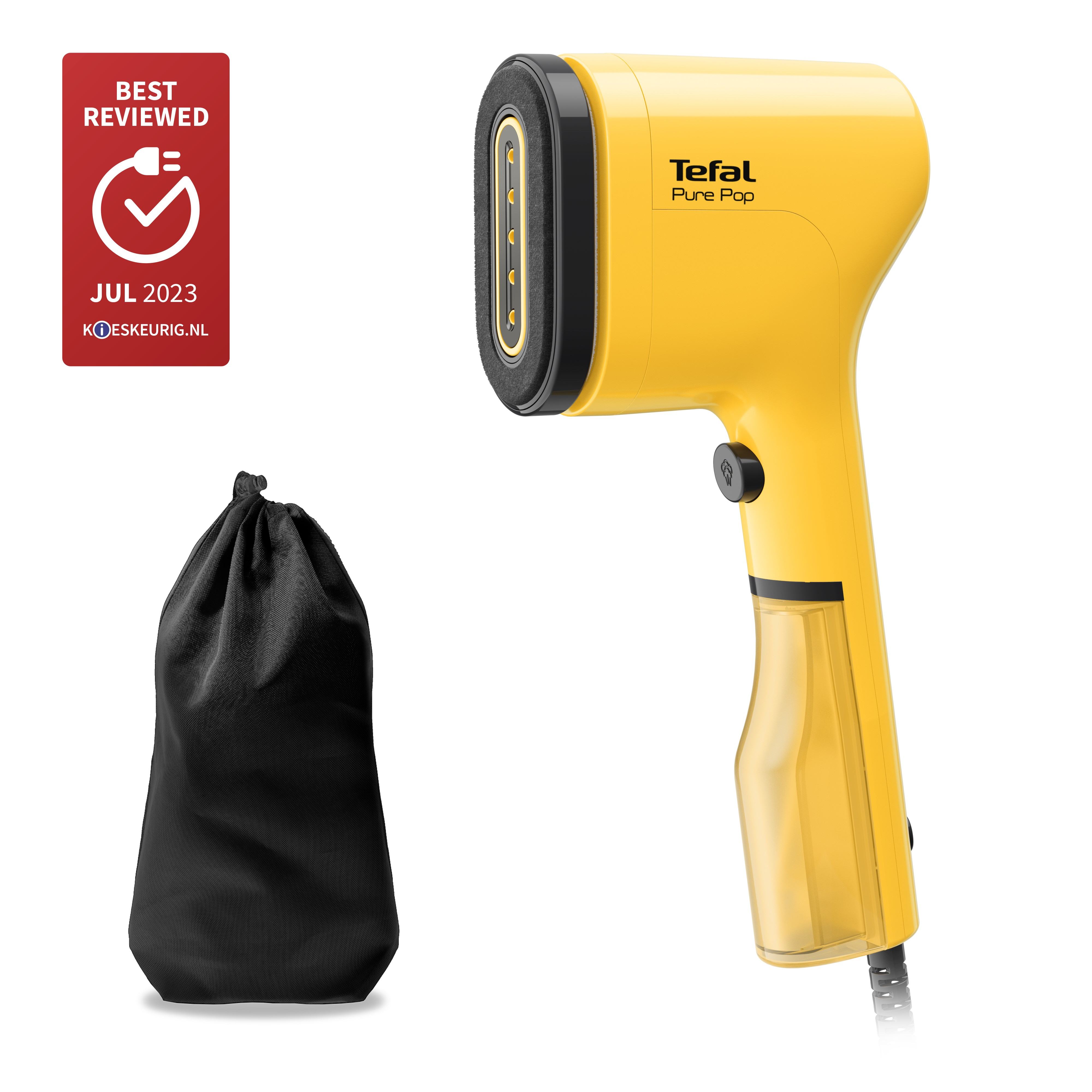 TEFAL Pure Pop DT2026 - Tragbare Dampfbürste - 0,07 l - 0,25 min - Gelb - Tasten - Handschalter, Ansicht 2