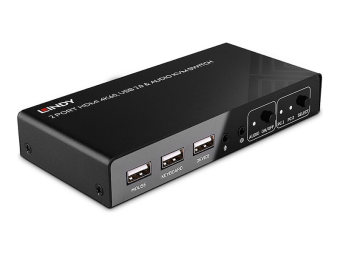 Lindy KVM-Audio-USB-Switch - HDMI 4K60 USB 2.0