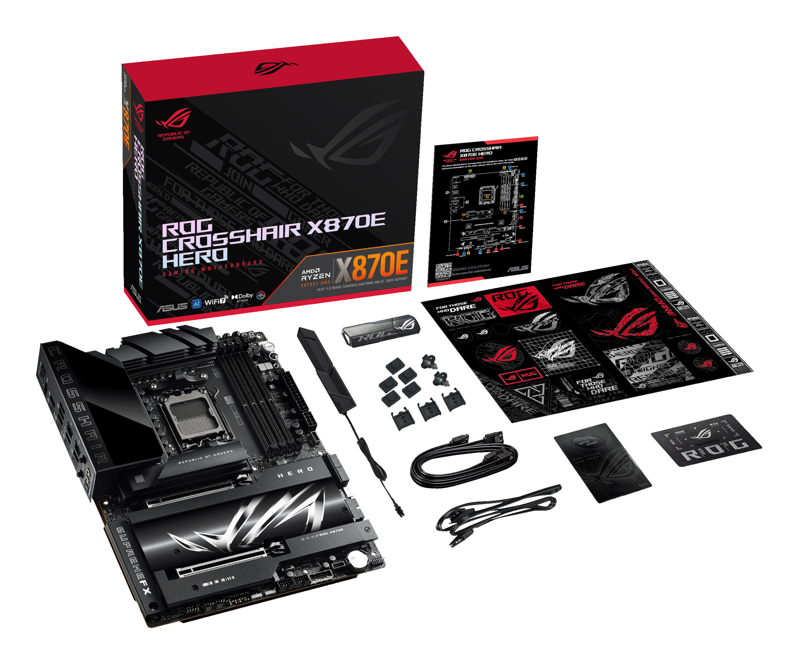 ASUS ROG CROSSHAIR X870E HERO - Motherboard - ATX - Socket AM5 - AMD X870E Chipsatz - USB4, USB 3.2 Gen 2, Ansicht 3