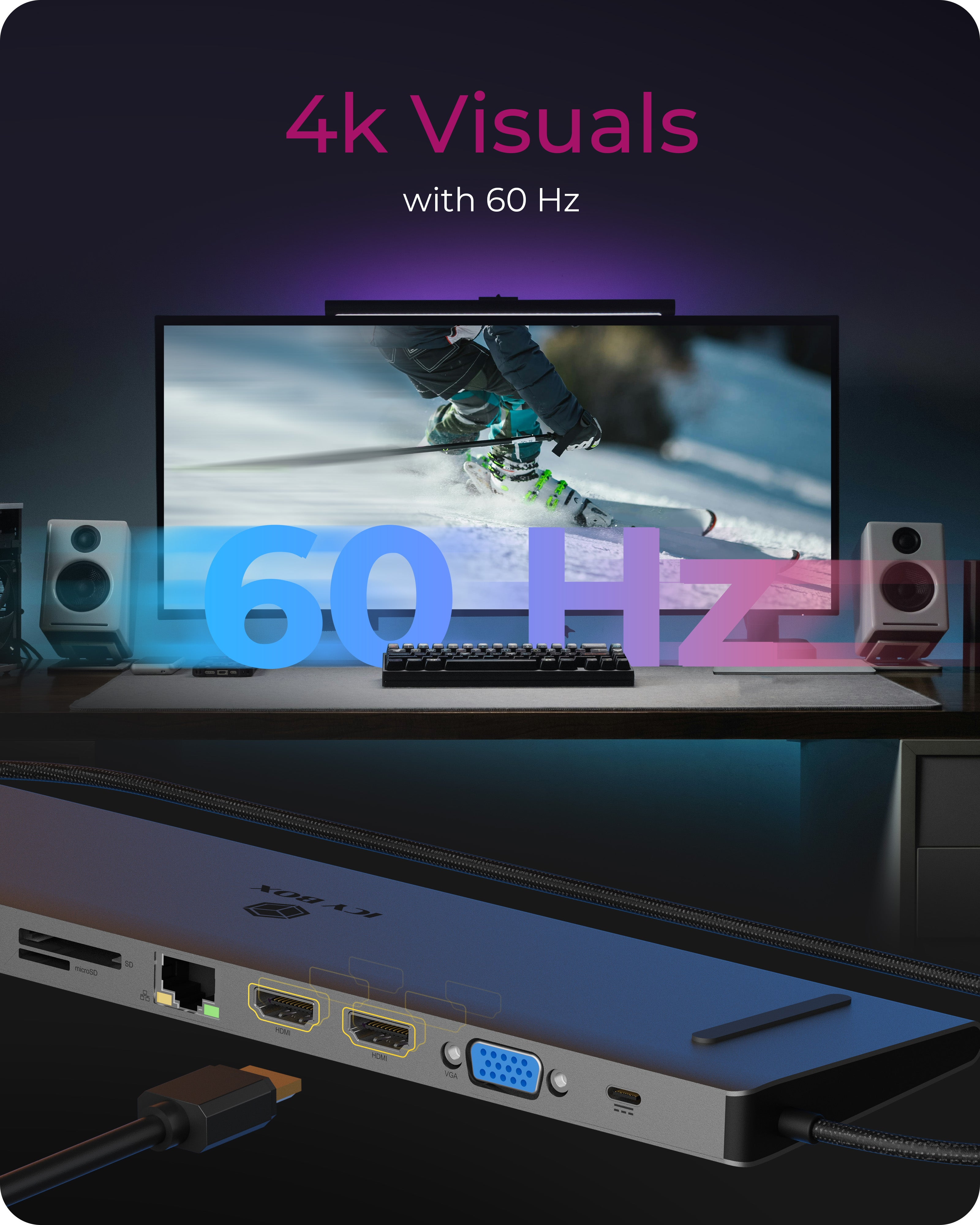 ICY BOX Dockingstation USB-C -> HDMI/VGA/USB-A/USB-C/3.5mm, Ansicht 3